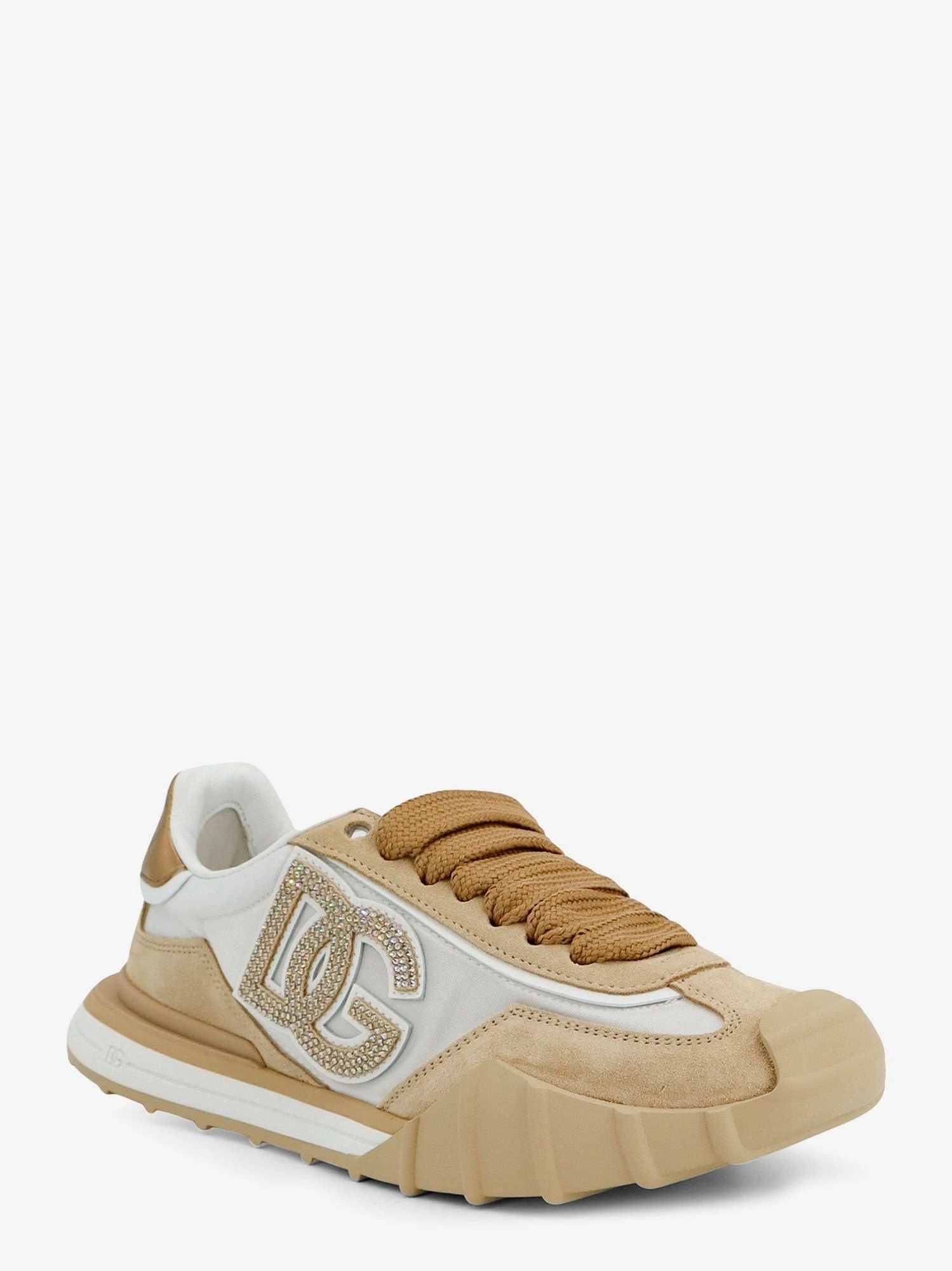 Nylon and suede sneakers with rhinestone DG logo.webp