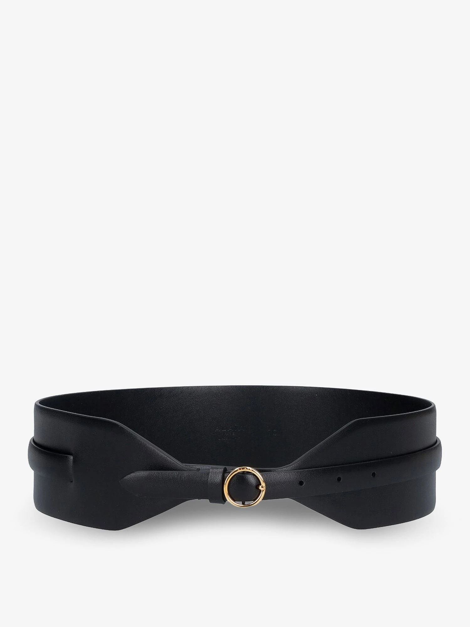 Maxi leather belt with metal buckle.webp