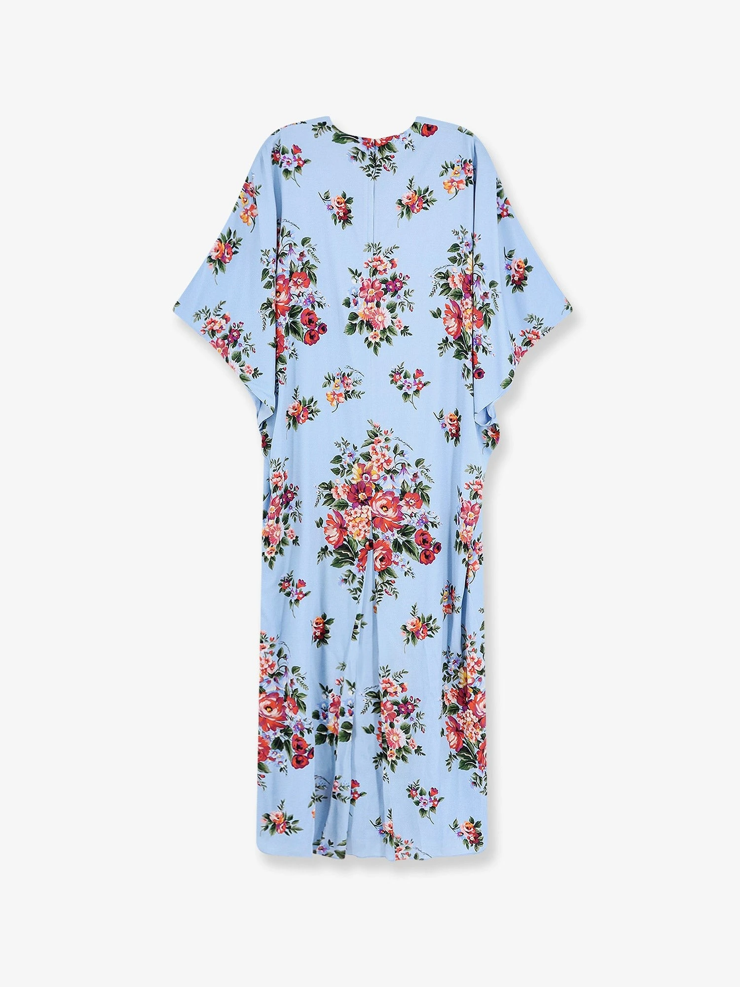 Long charmeuse dress with Mazzo di Fiori print.webp