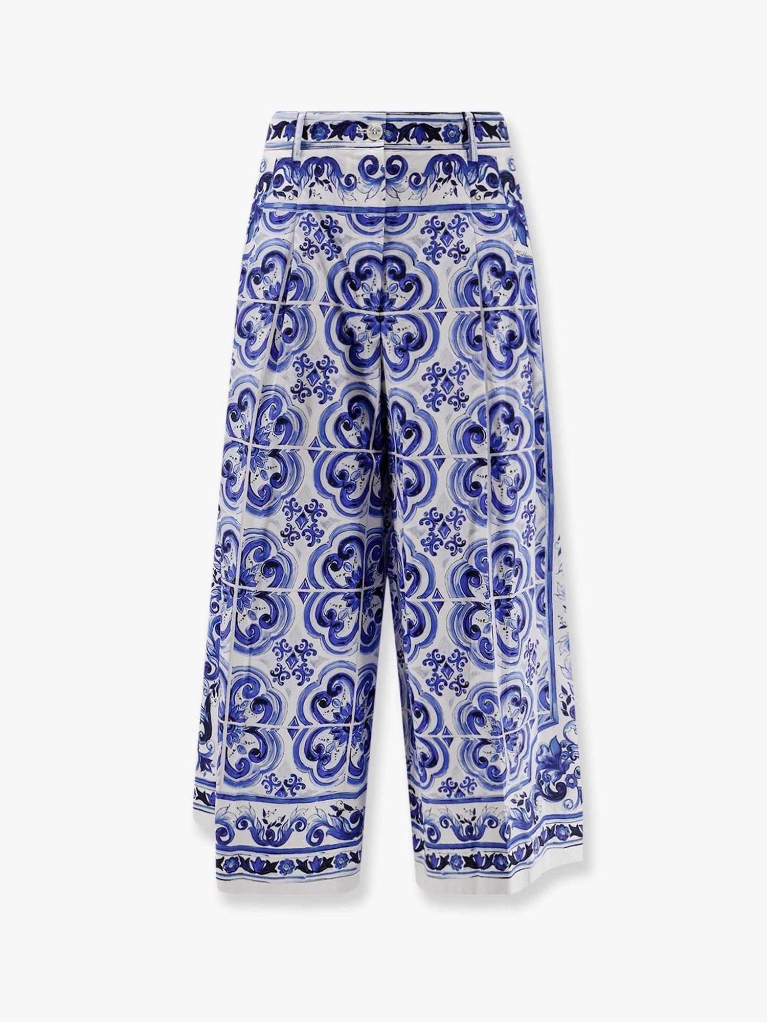 Cotton trousers with Maiolica print.webp
