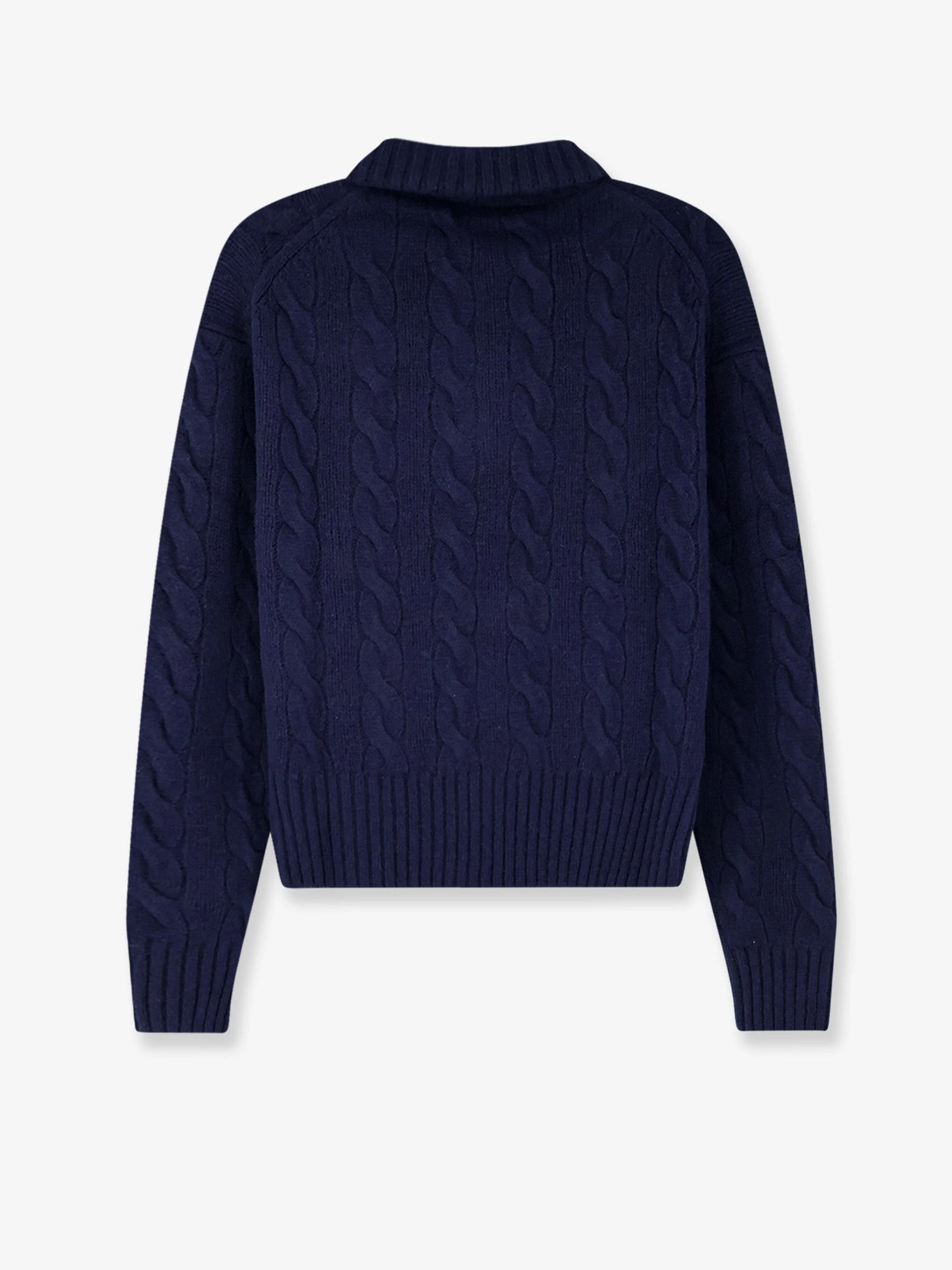 Wool and cashmere blend sweater with contrasting embroidered logo.webp
