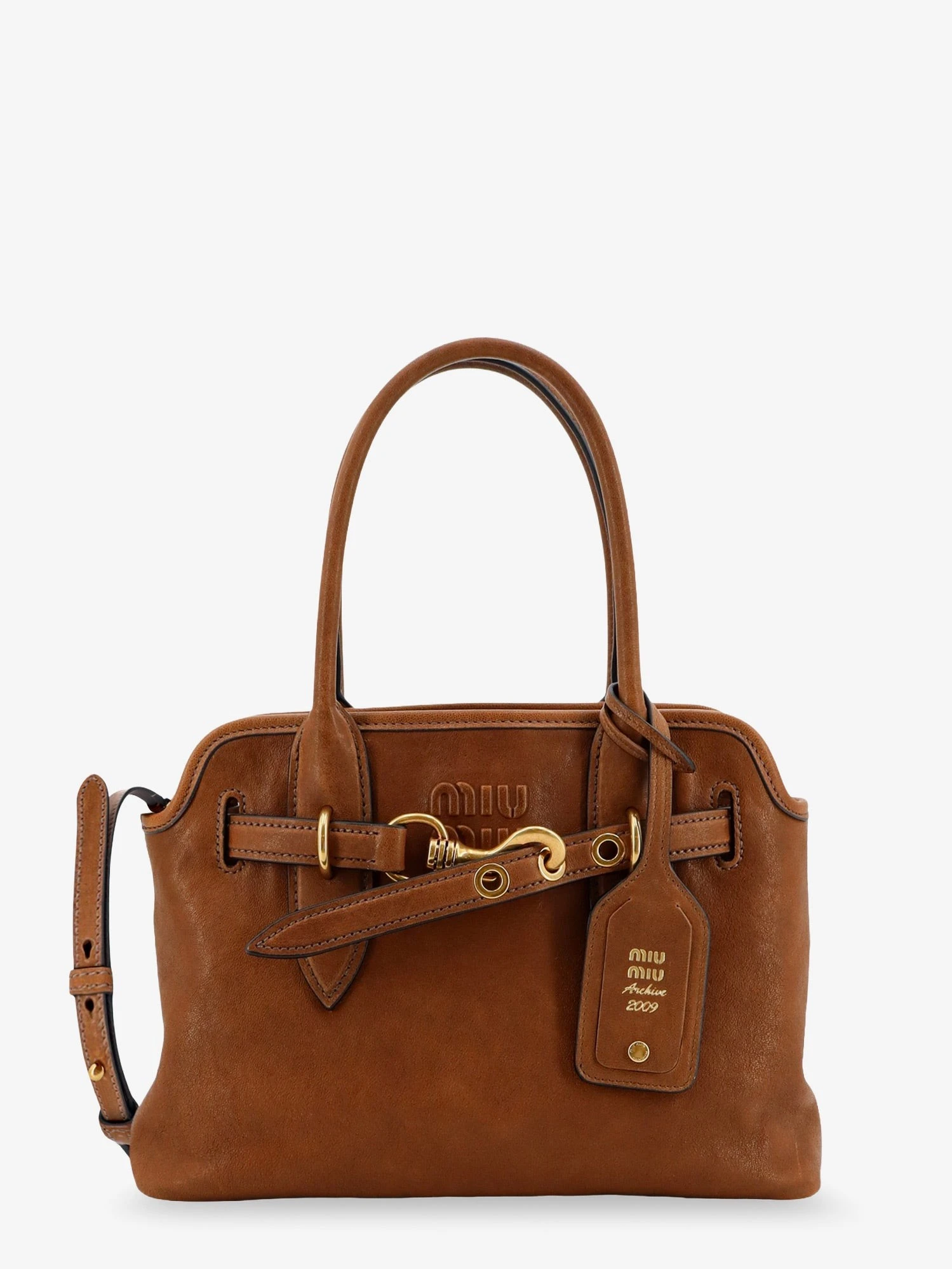 Aventure leather handbag with embossed lettering logo.webp