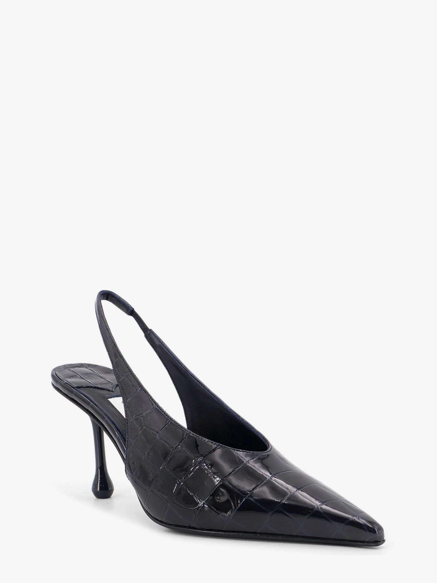 Patent leather pumps with crocodile print.webp