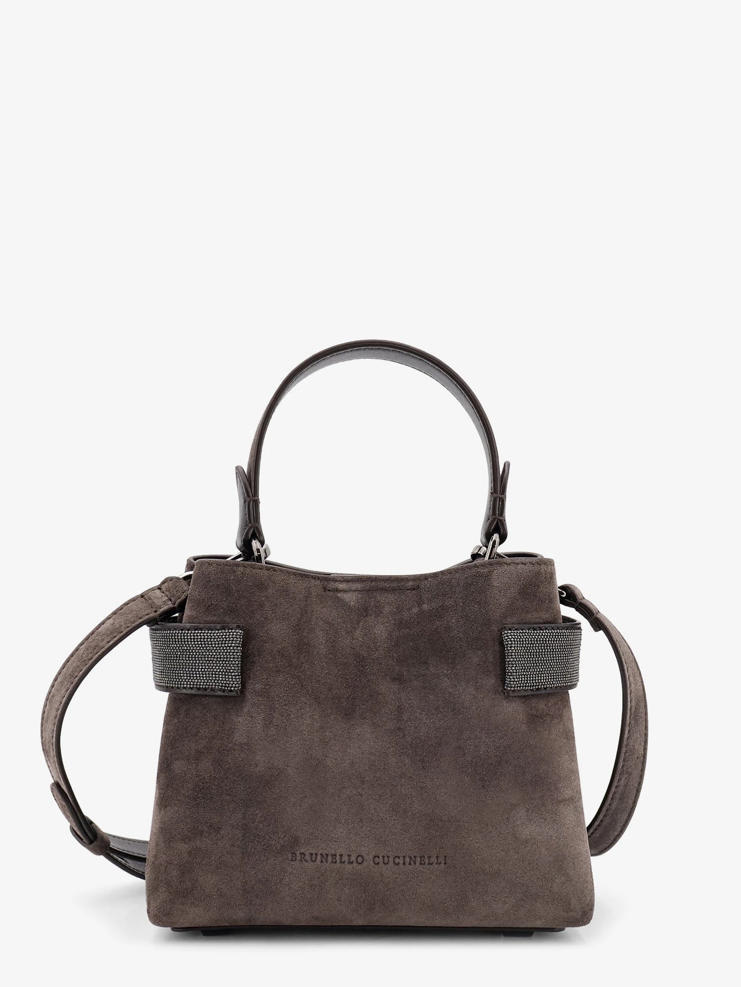 Suede crossbody bag with Monili detail.webp