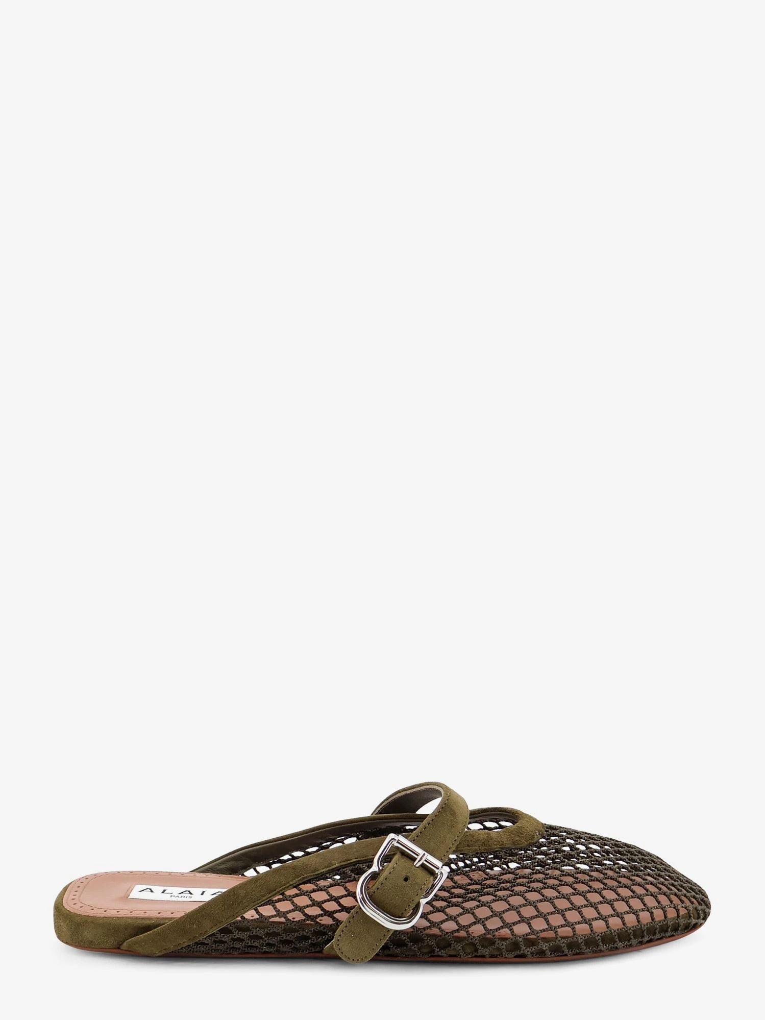 Fishnet mesh and leather sandals.webp