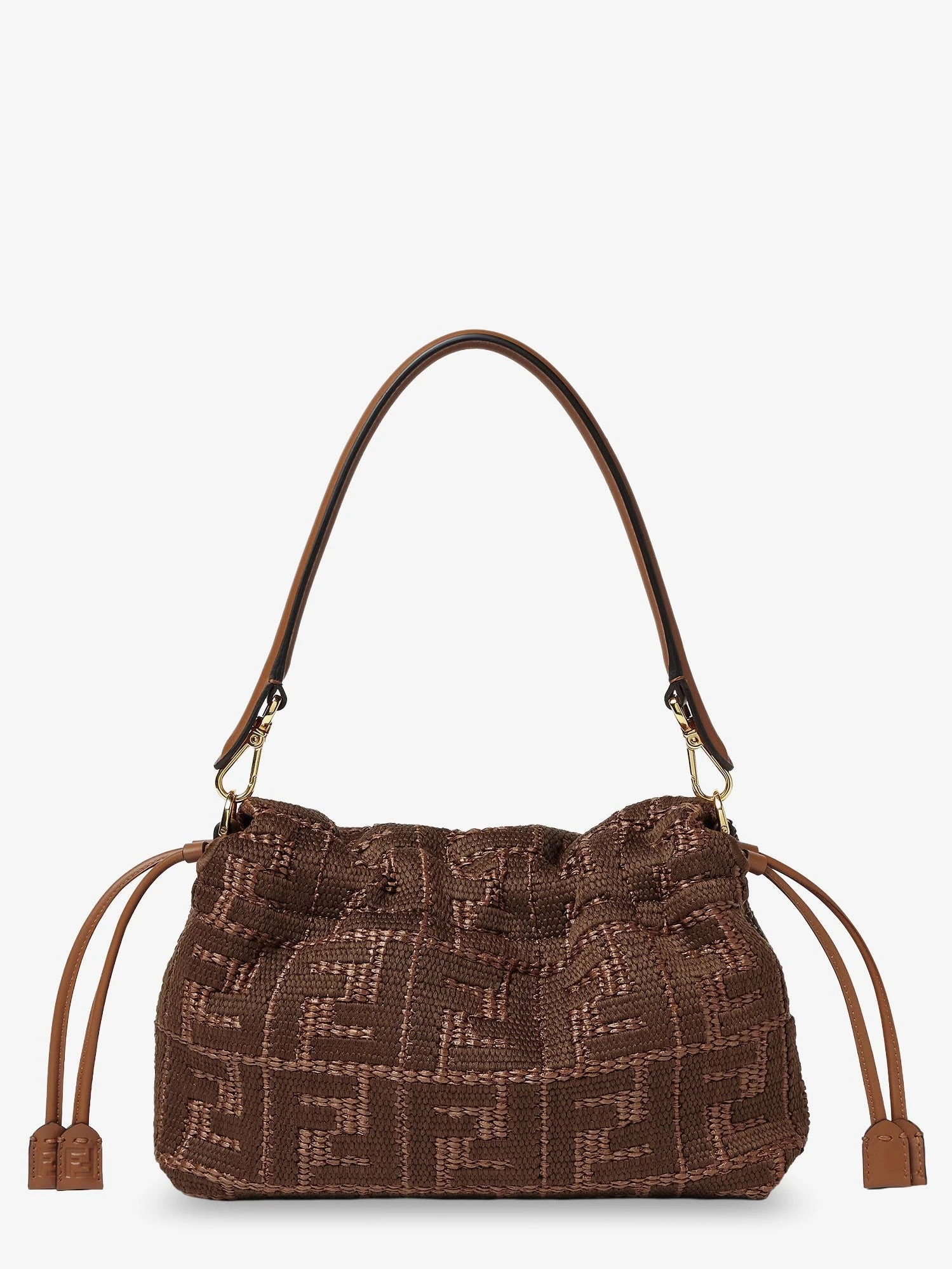 Mamma Baguette Medium Raffia Handbag with FF Embroidery.webp