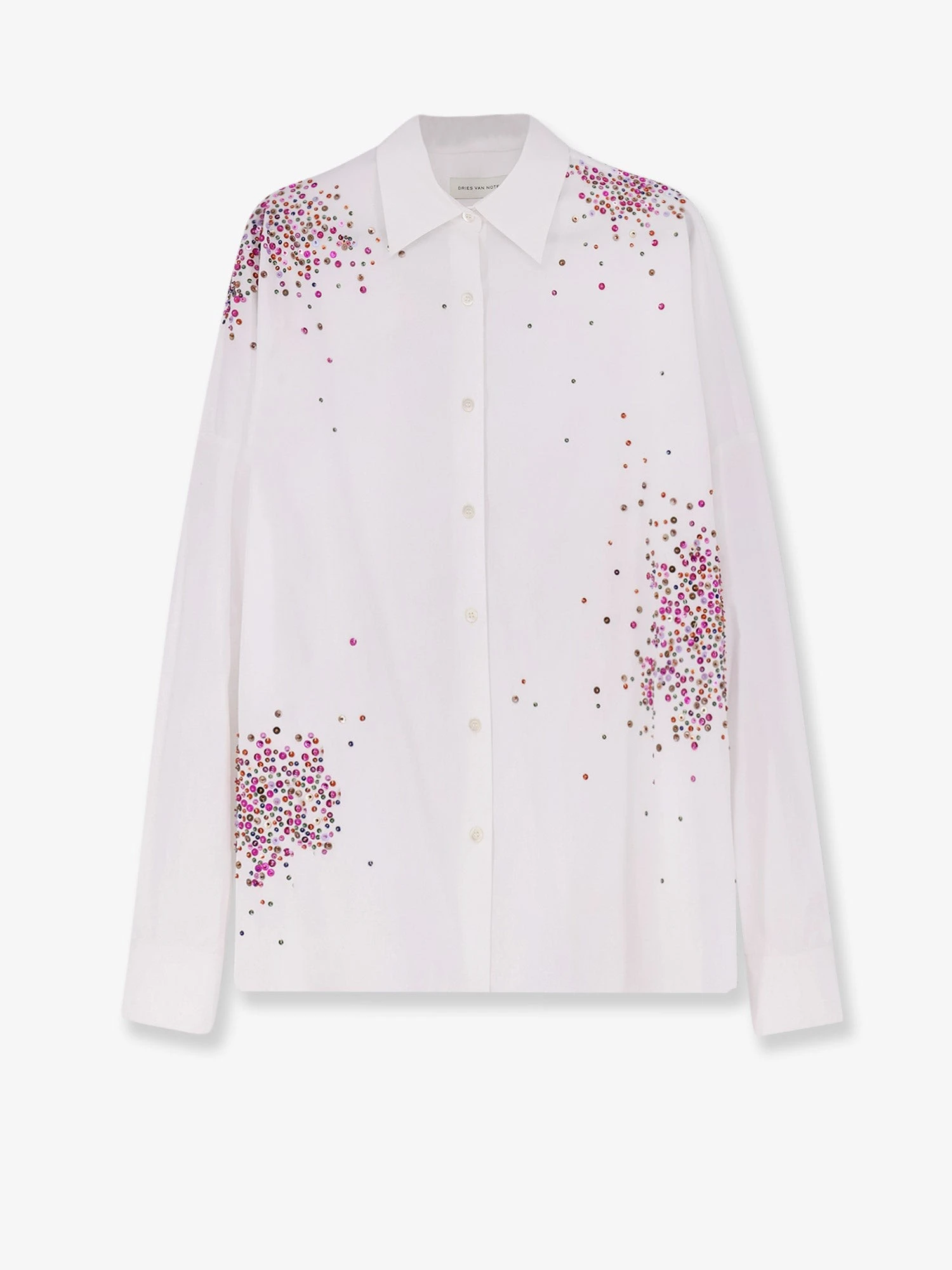 Casia cotton shirt with multicolored sequin detail.webp