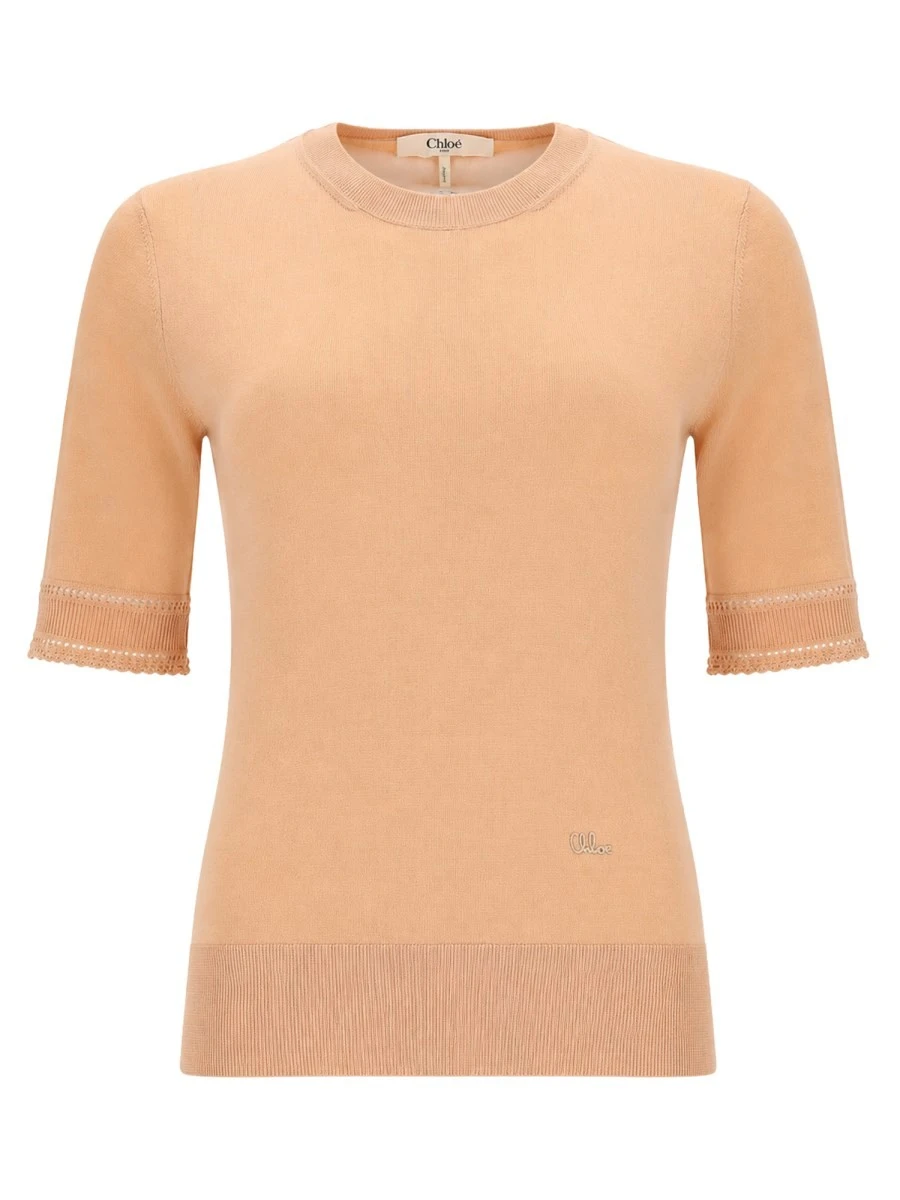 PULLOVER A MANICHE CORTE IN MAGLIA DI LANA.webp