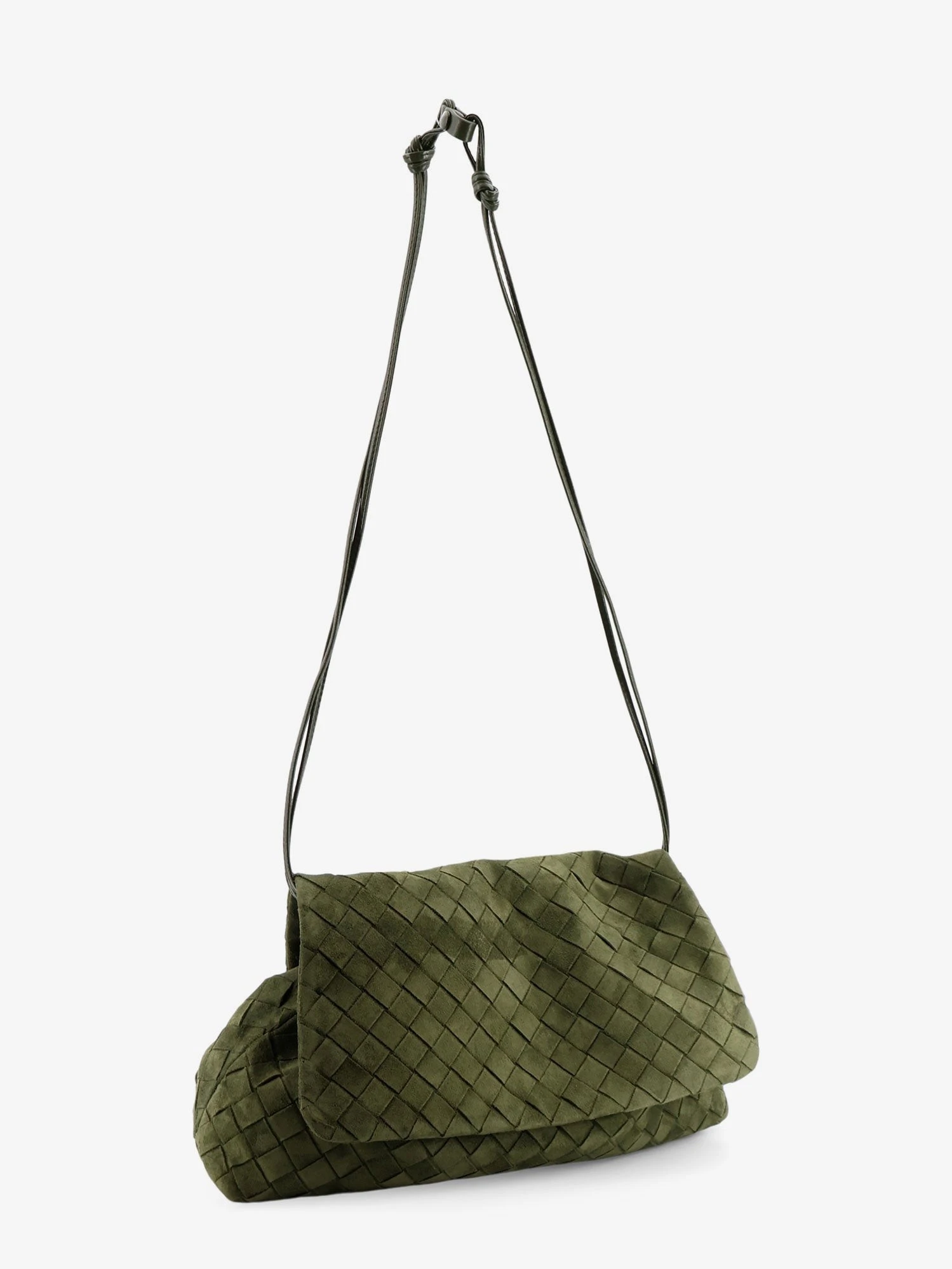 Suede Giorno shoulder bag with Intrecciato pattern.webp