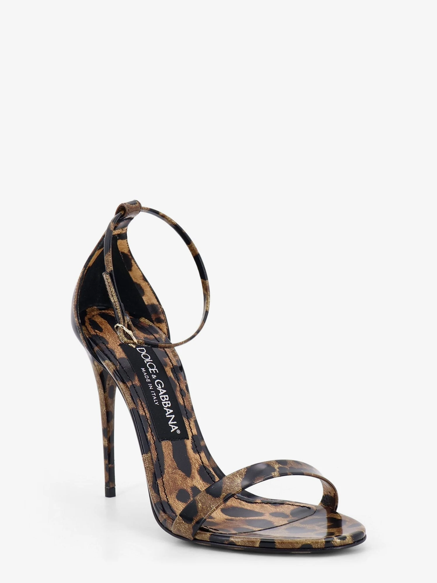 Leather sandals with leo print.webp