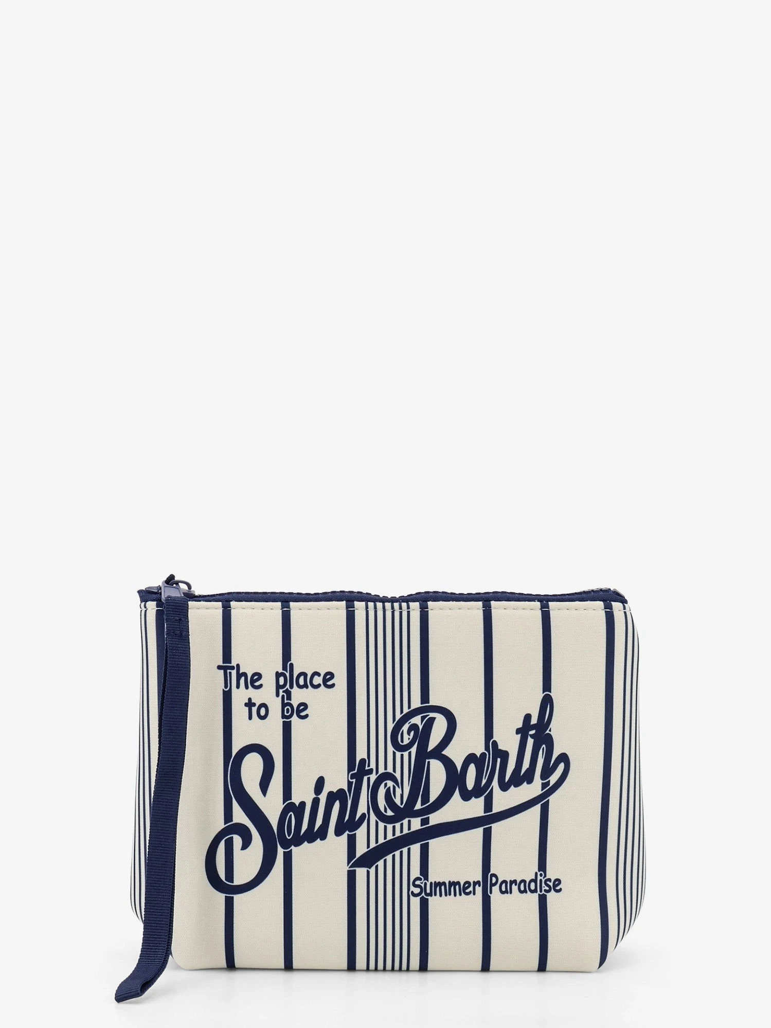 Aline scuba clutch with striped pattern
