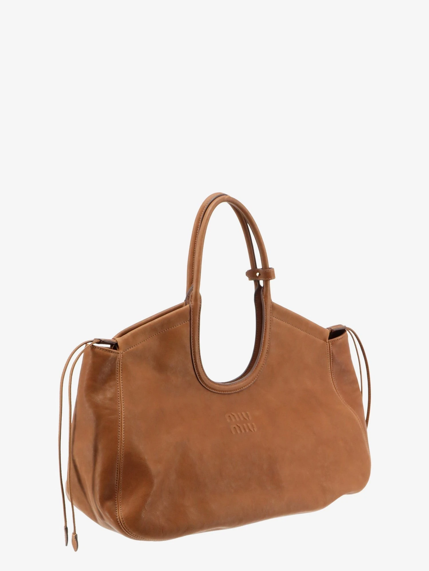 Ivy leather handbag with front lettering logo.webp