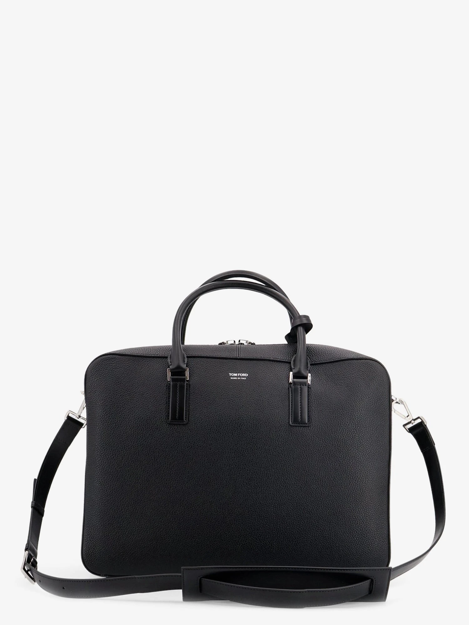 Leather work bag with front lettering logo