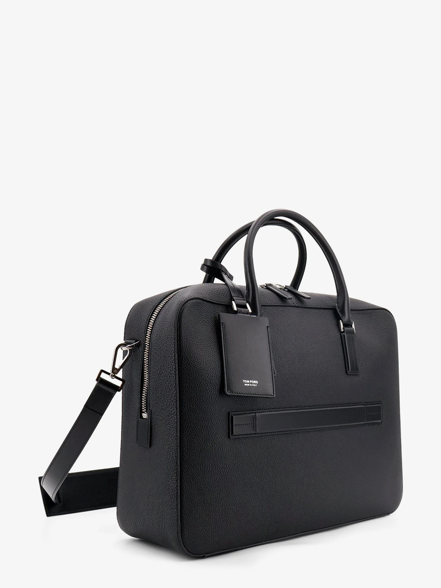 Leather work bag with front lettering logo