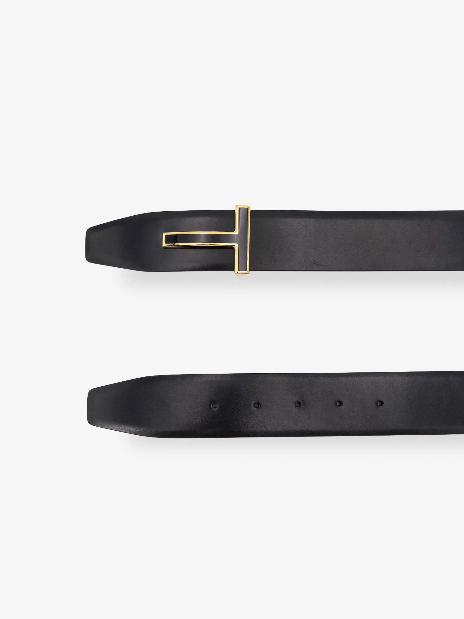 Leather belt with metal logo buckle.webp