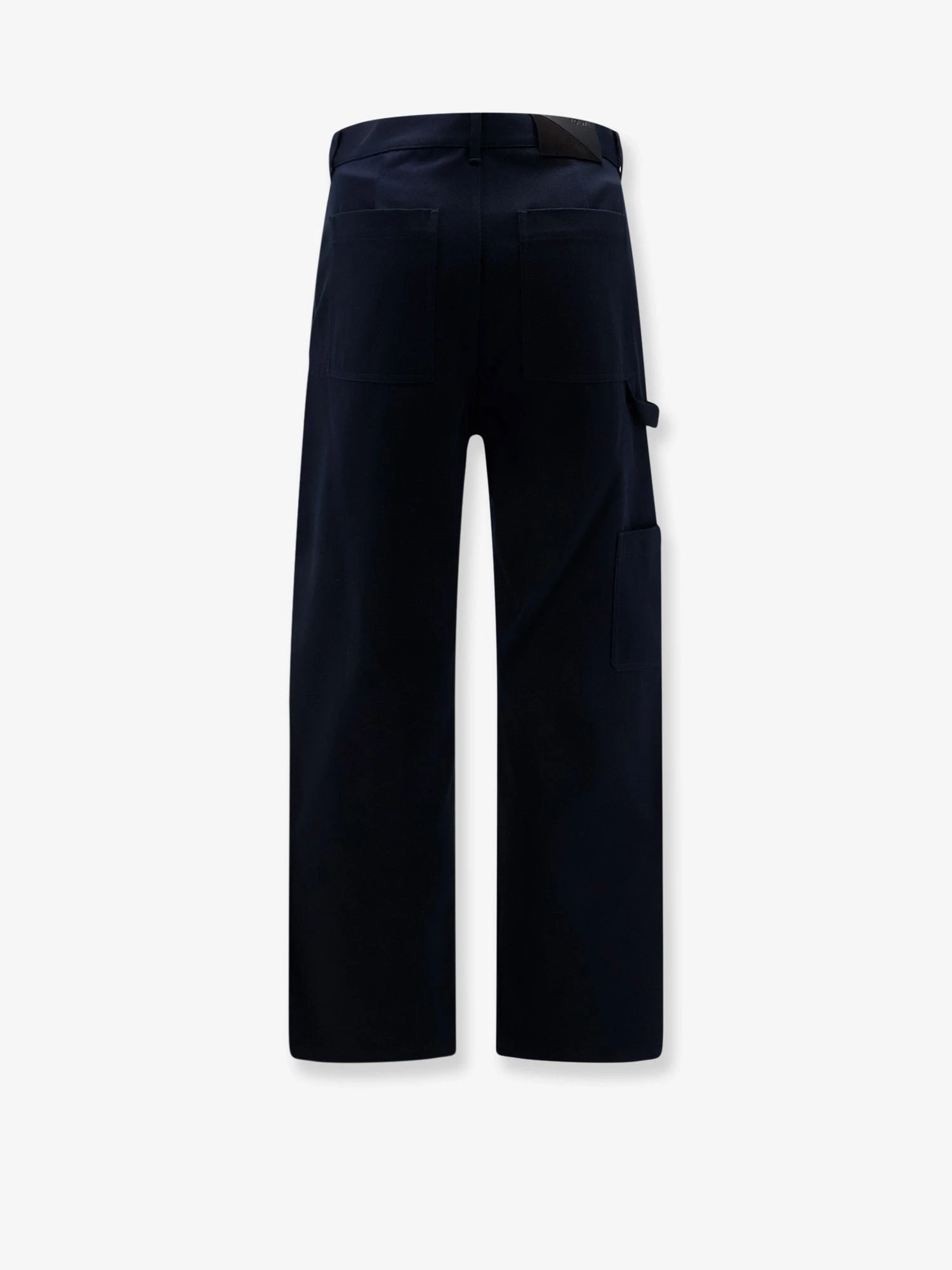 Denim trousers with contrasting embroidered logo.webp