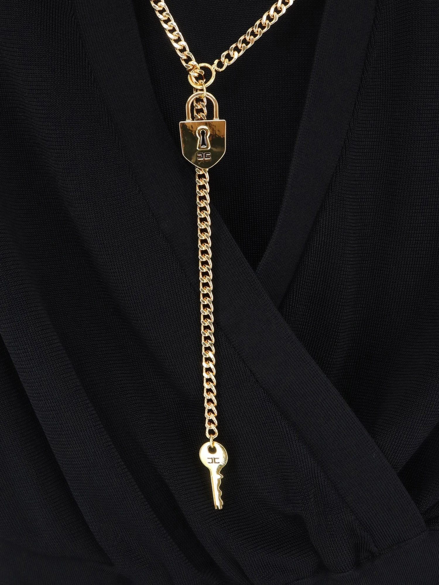 Viscose blend bodysuit with jewel charm detail.webp