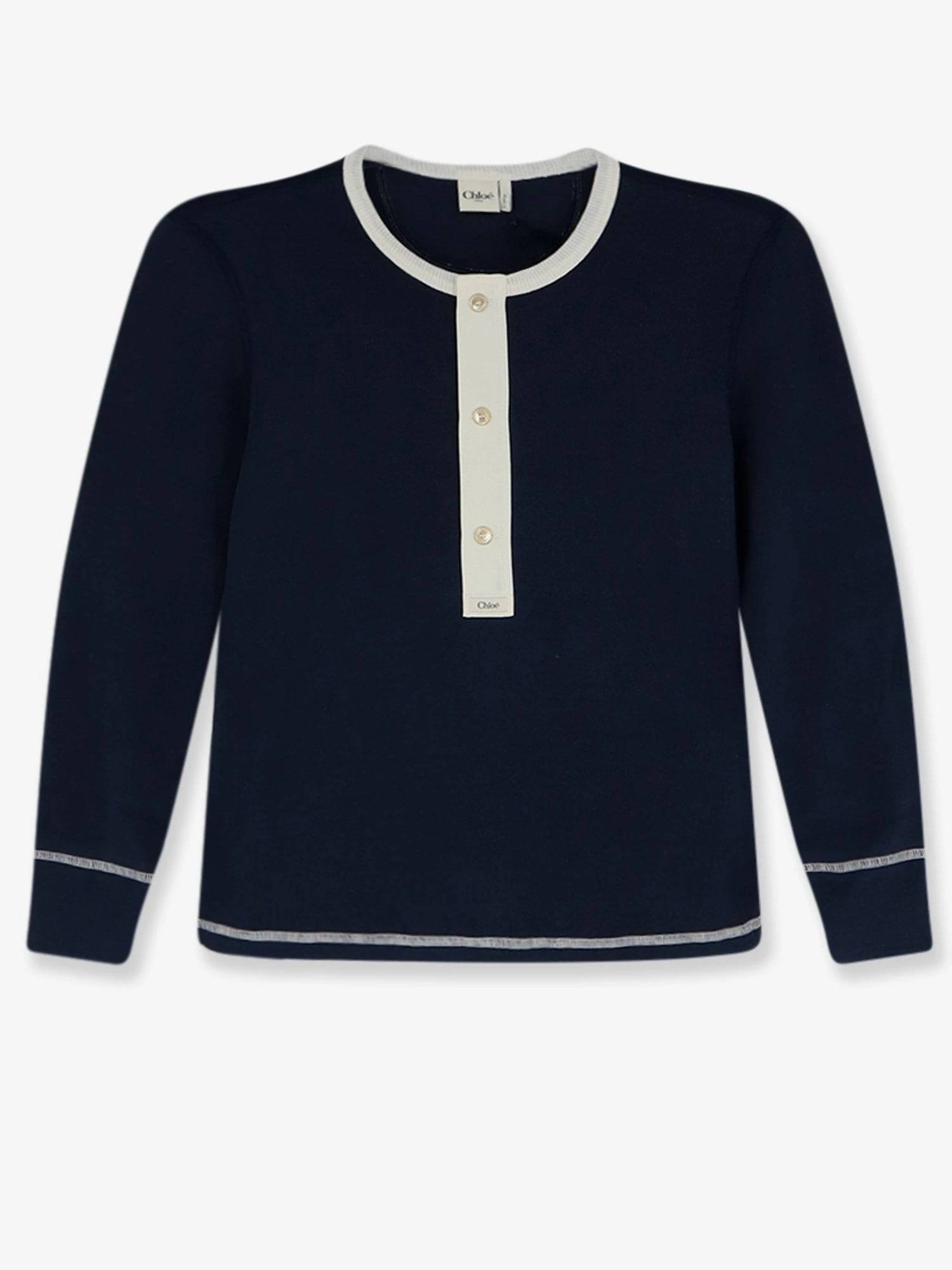 Cotton sweater with contrasting inserts