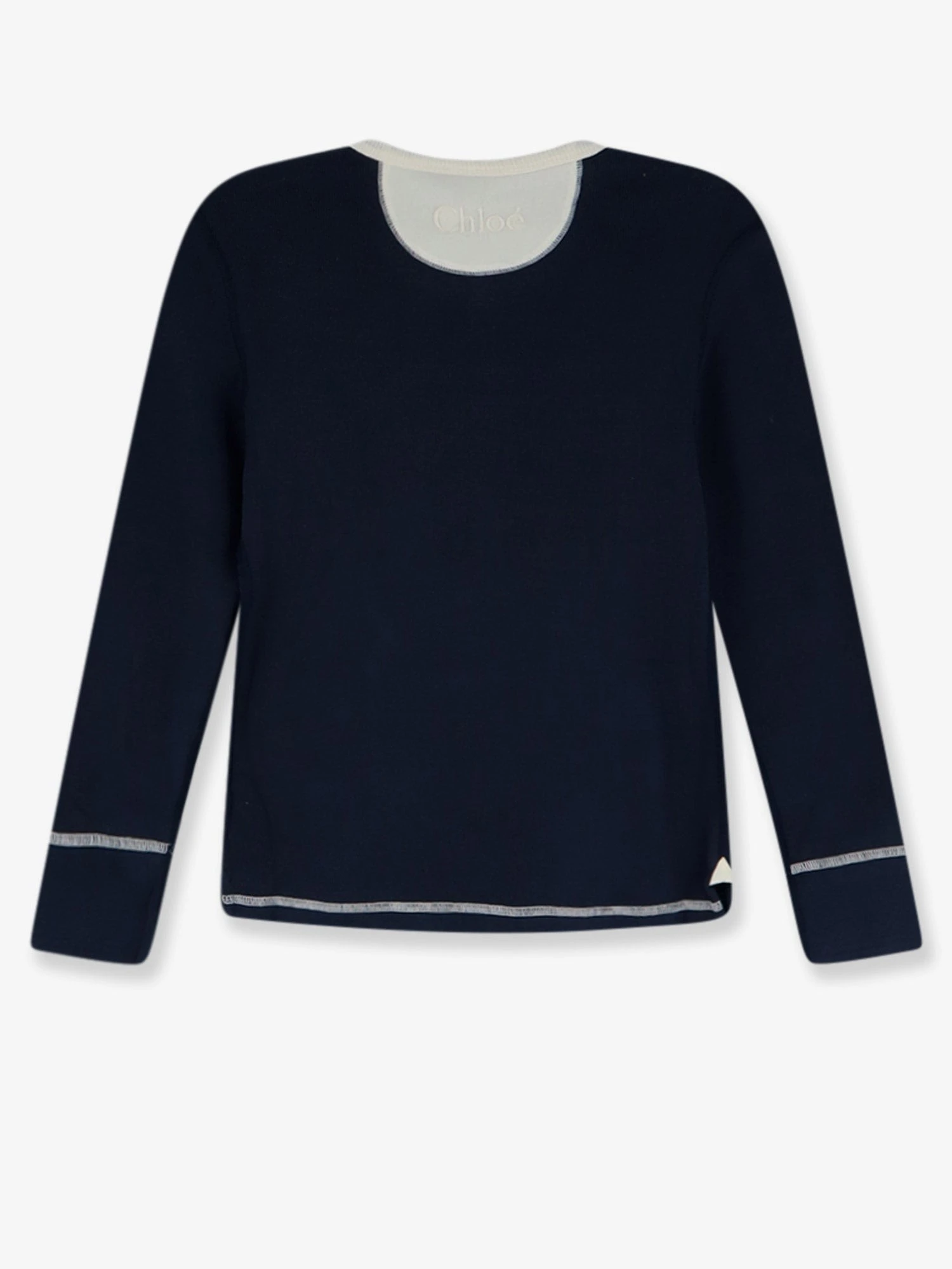 Cotton sweater with contrasting inserts