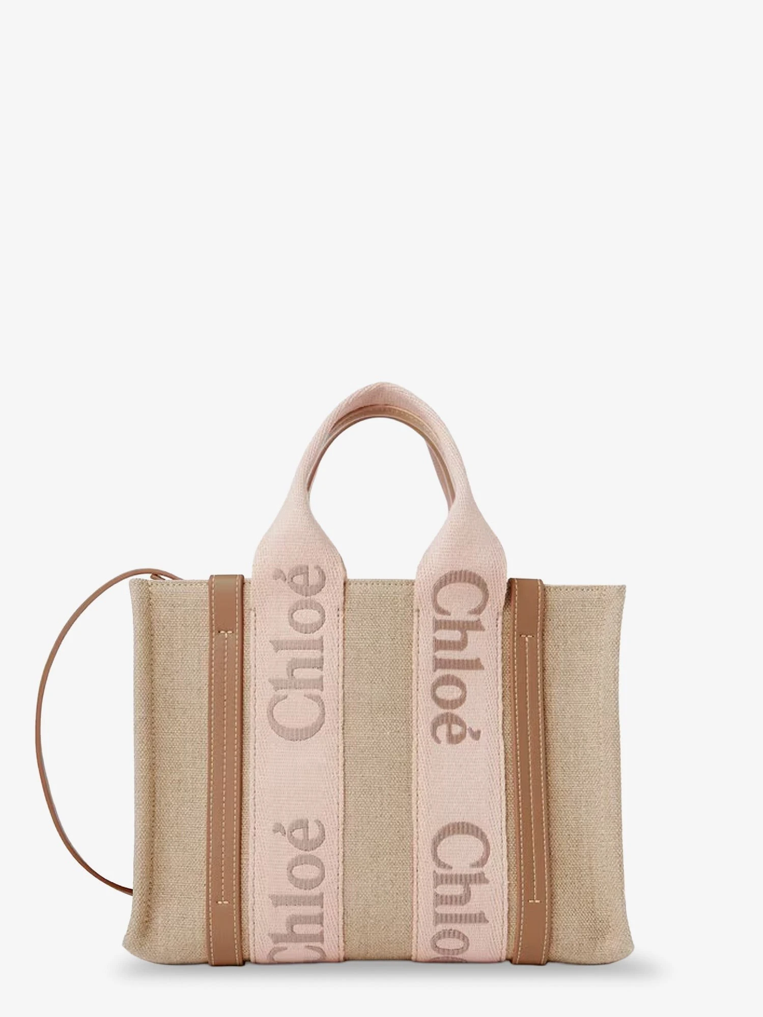 Woody linen canvas and leather crossbody bag.webp