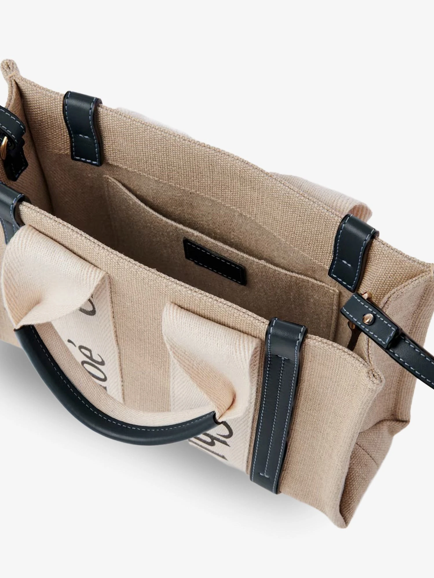 Woody linen canvas and leather crossbody bag.webp