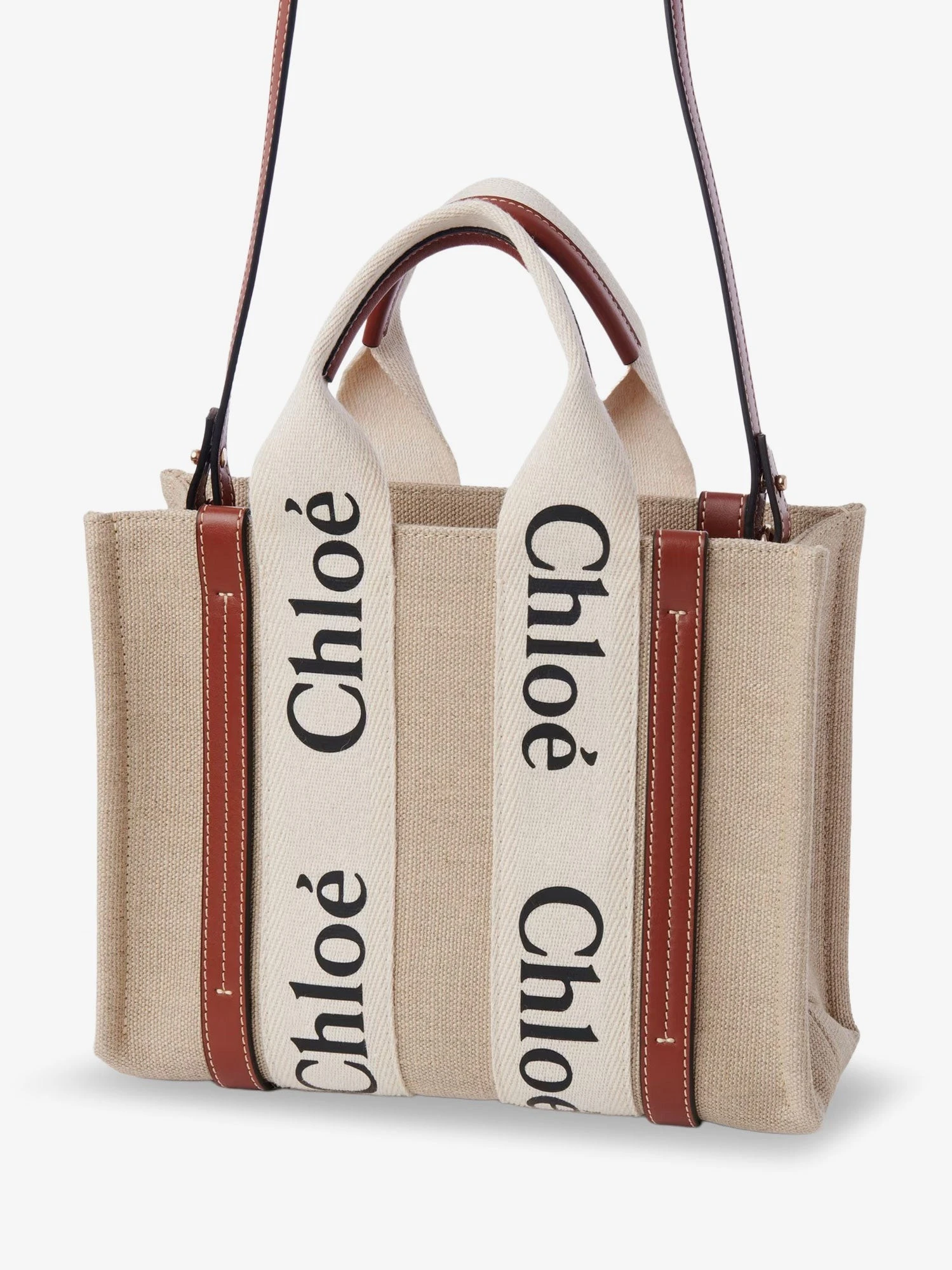 Woody linen and leather Tote Bag.webp