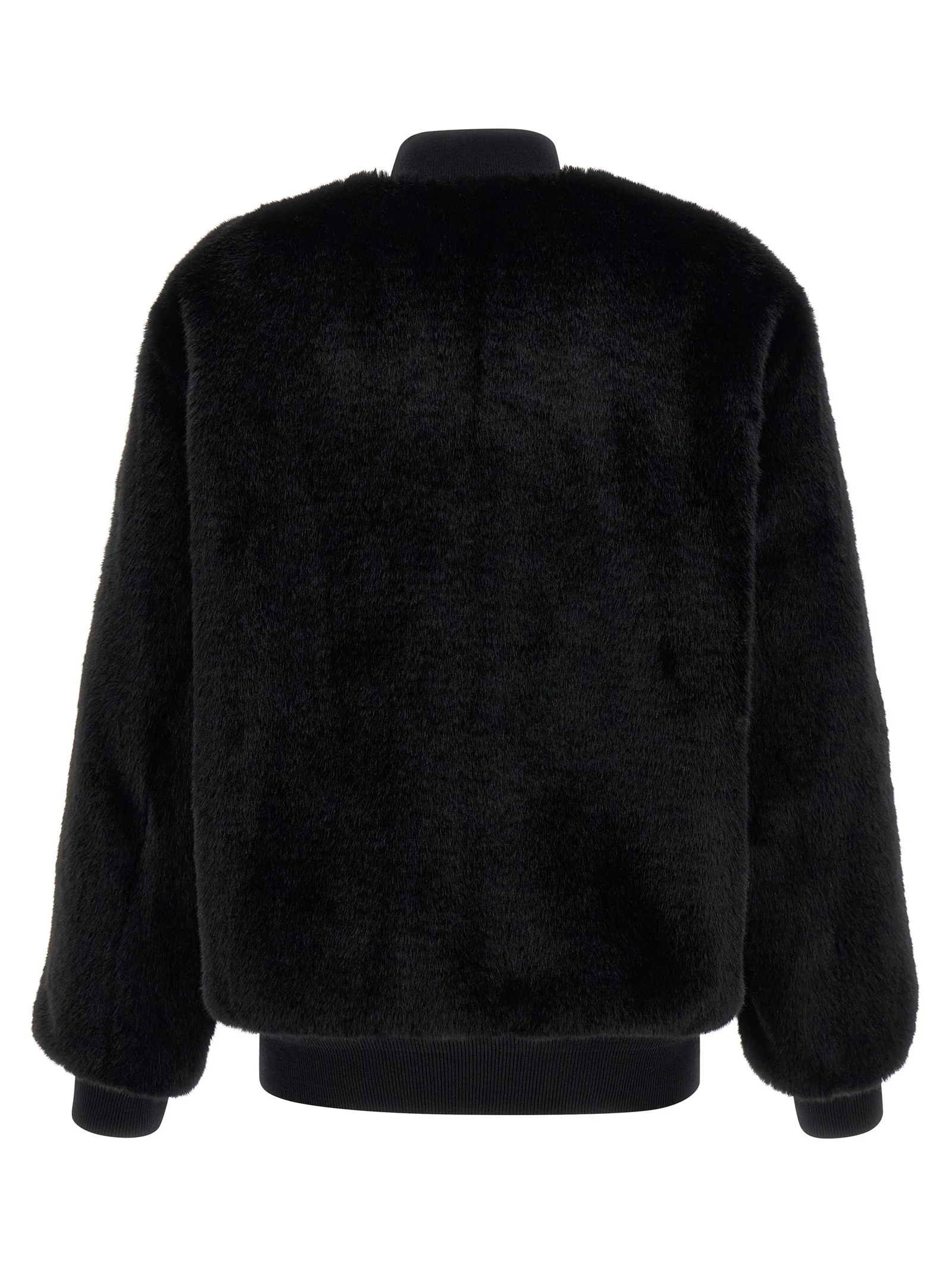 Eco-fur and Re-Nylon reversible bomber jacket