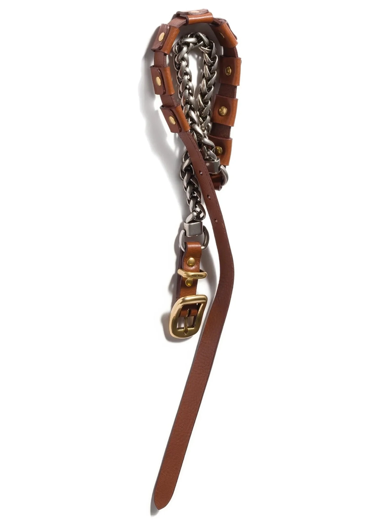 Metal and leather necklace