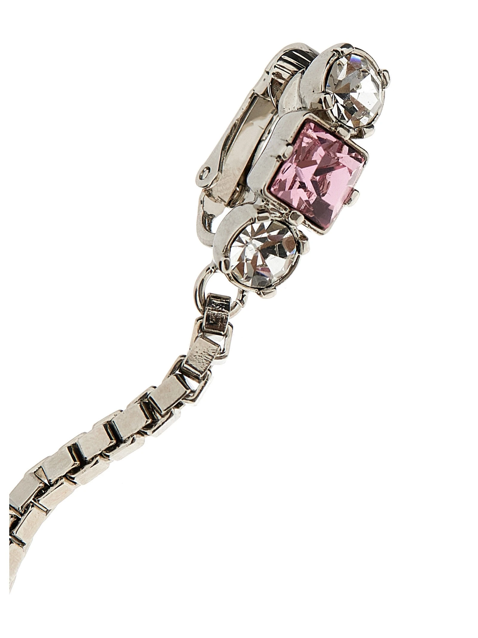 Bow crystal long earrings
