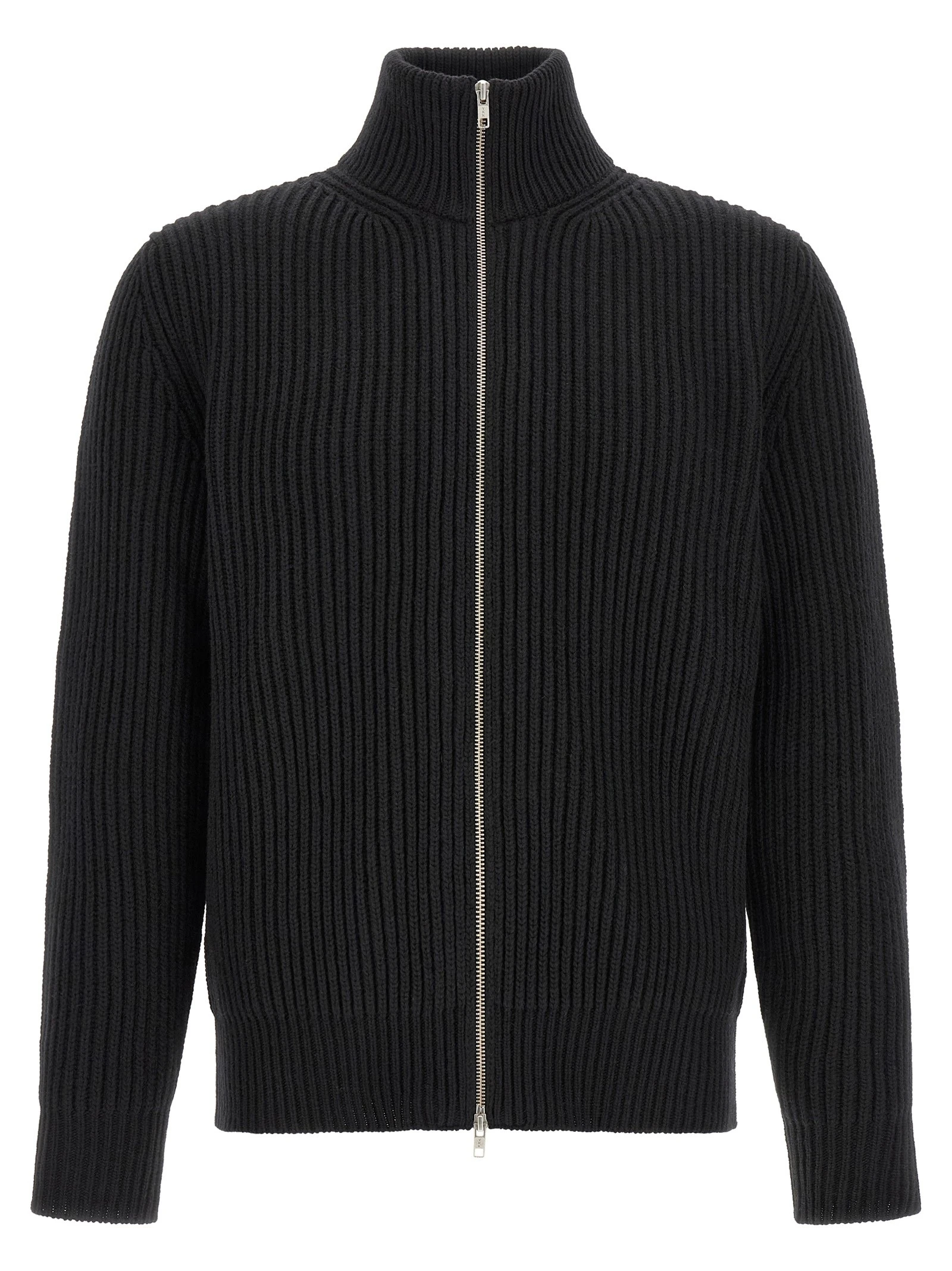 Ribbed wool blend cardigan