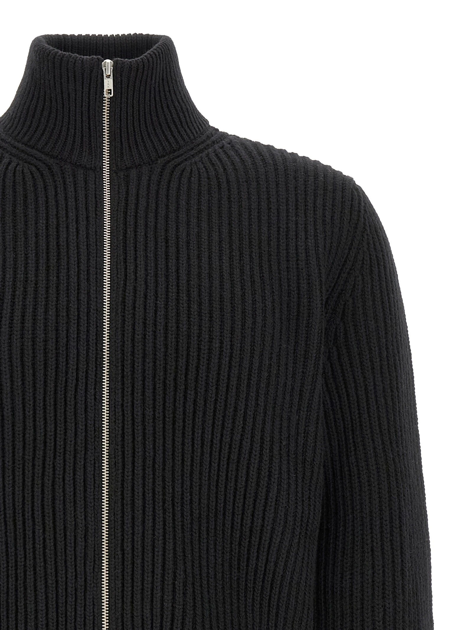 Ribbed wool blend cardigan