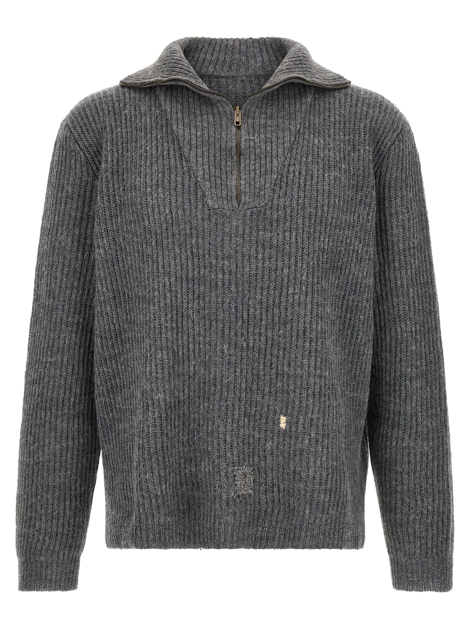 Ribbed linen and wool blend sweater