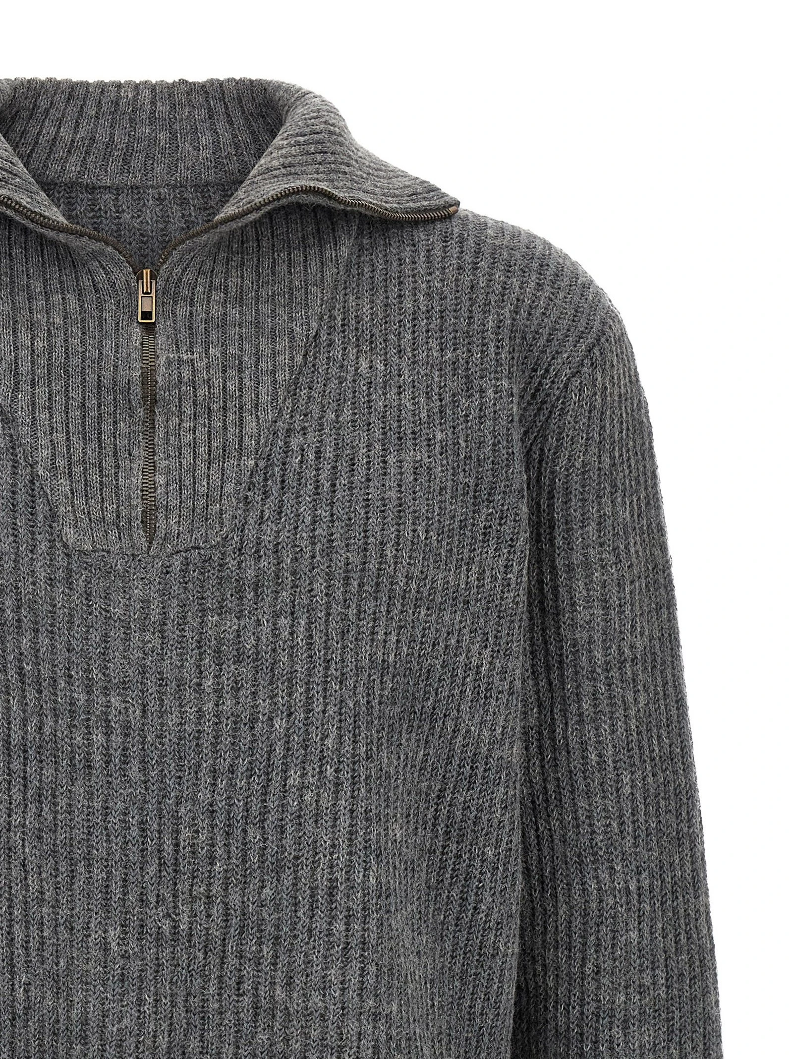 Ribbed linen and wool blend sweater