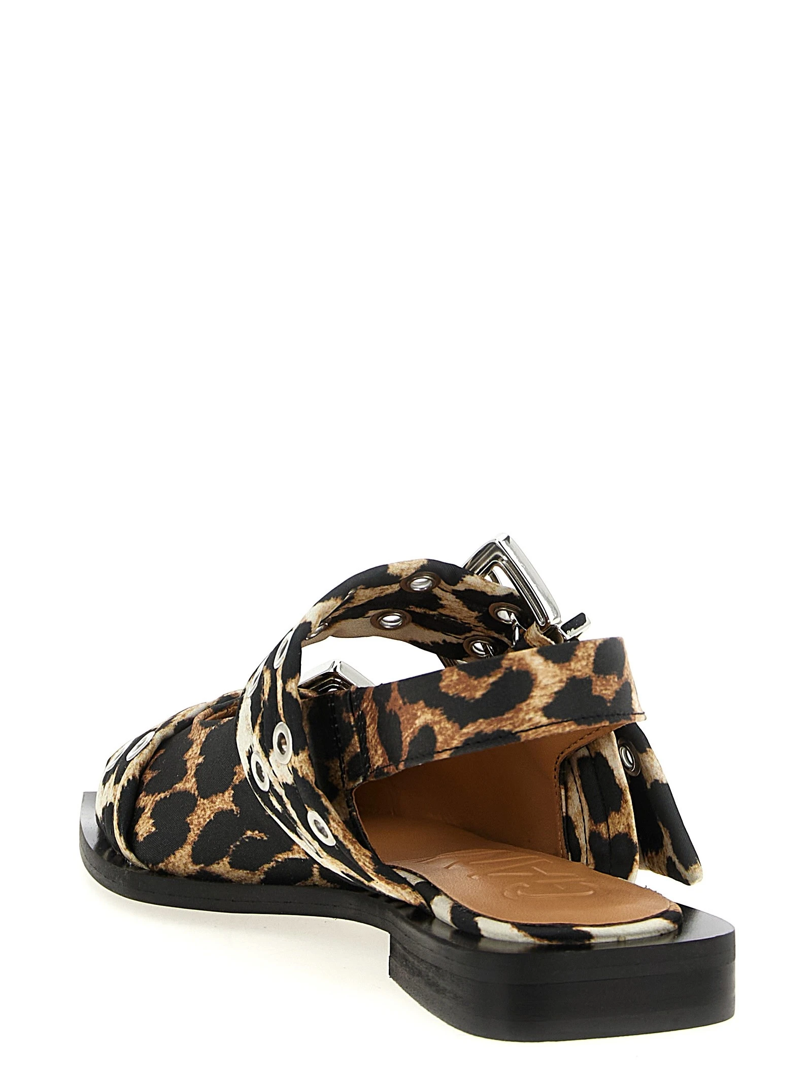 'Leopard Satin Feminine Buckle' slingback