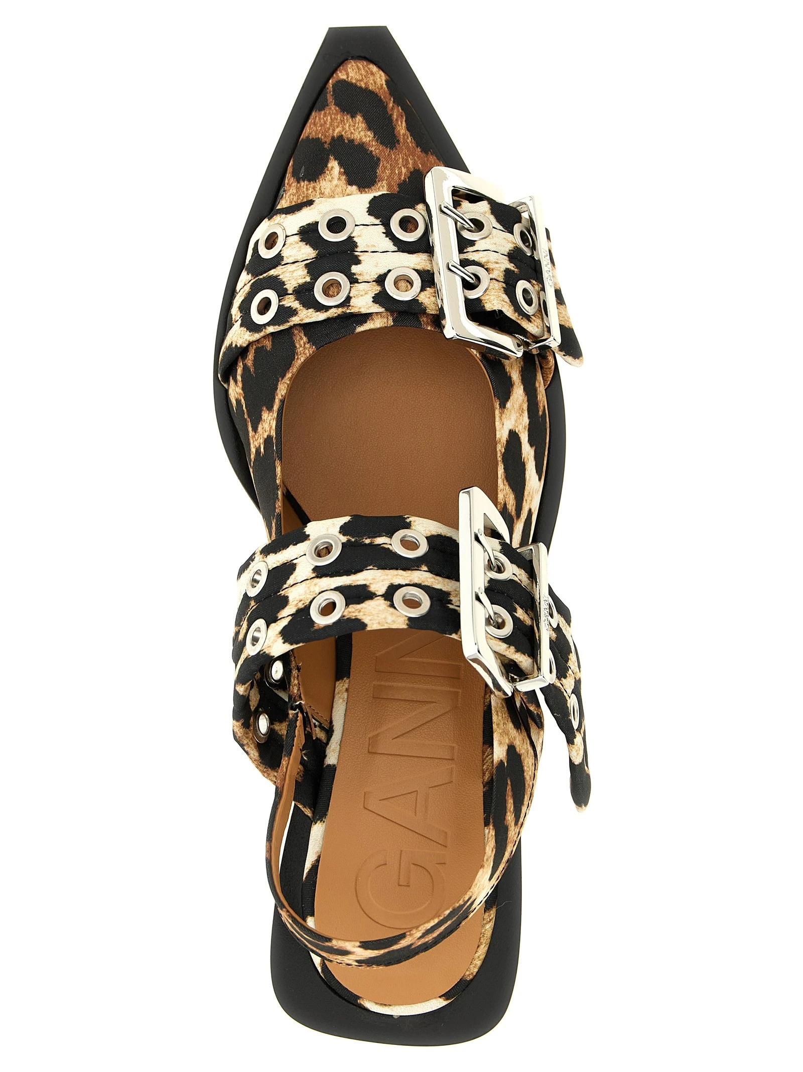 'Leopard Satin Feminine Buckle' slingback