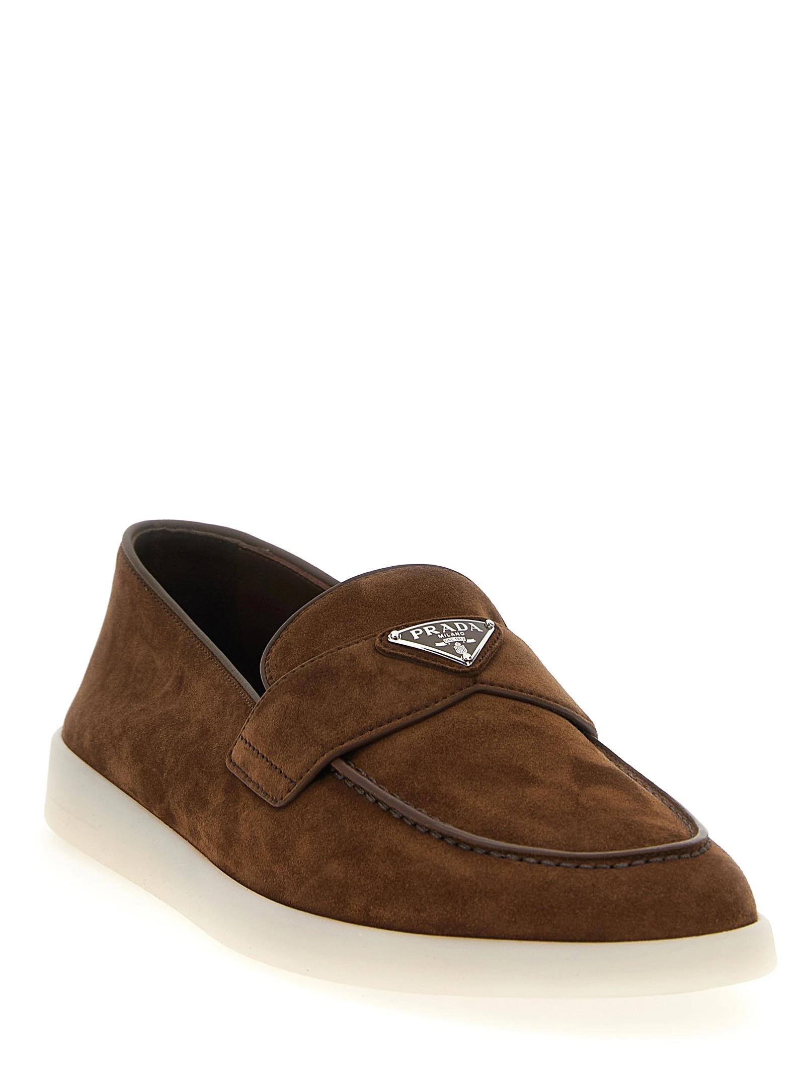 Logo suede loafers