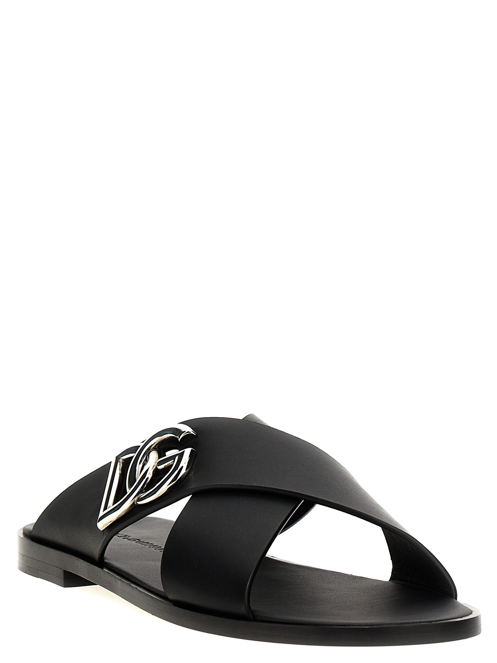 Logo leather sandals