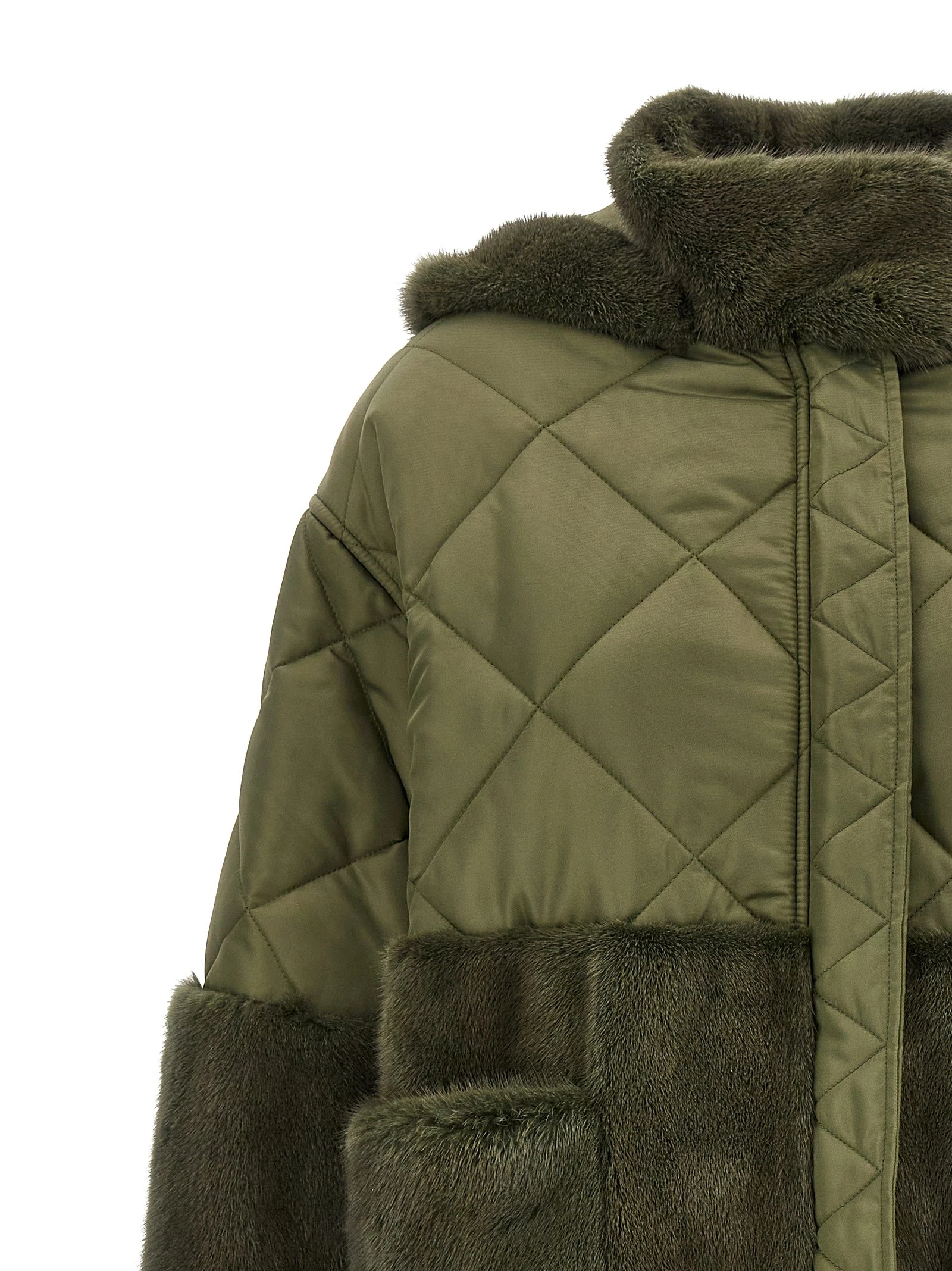 'Nylon Diamond-Visone' long down jacket