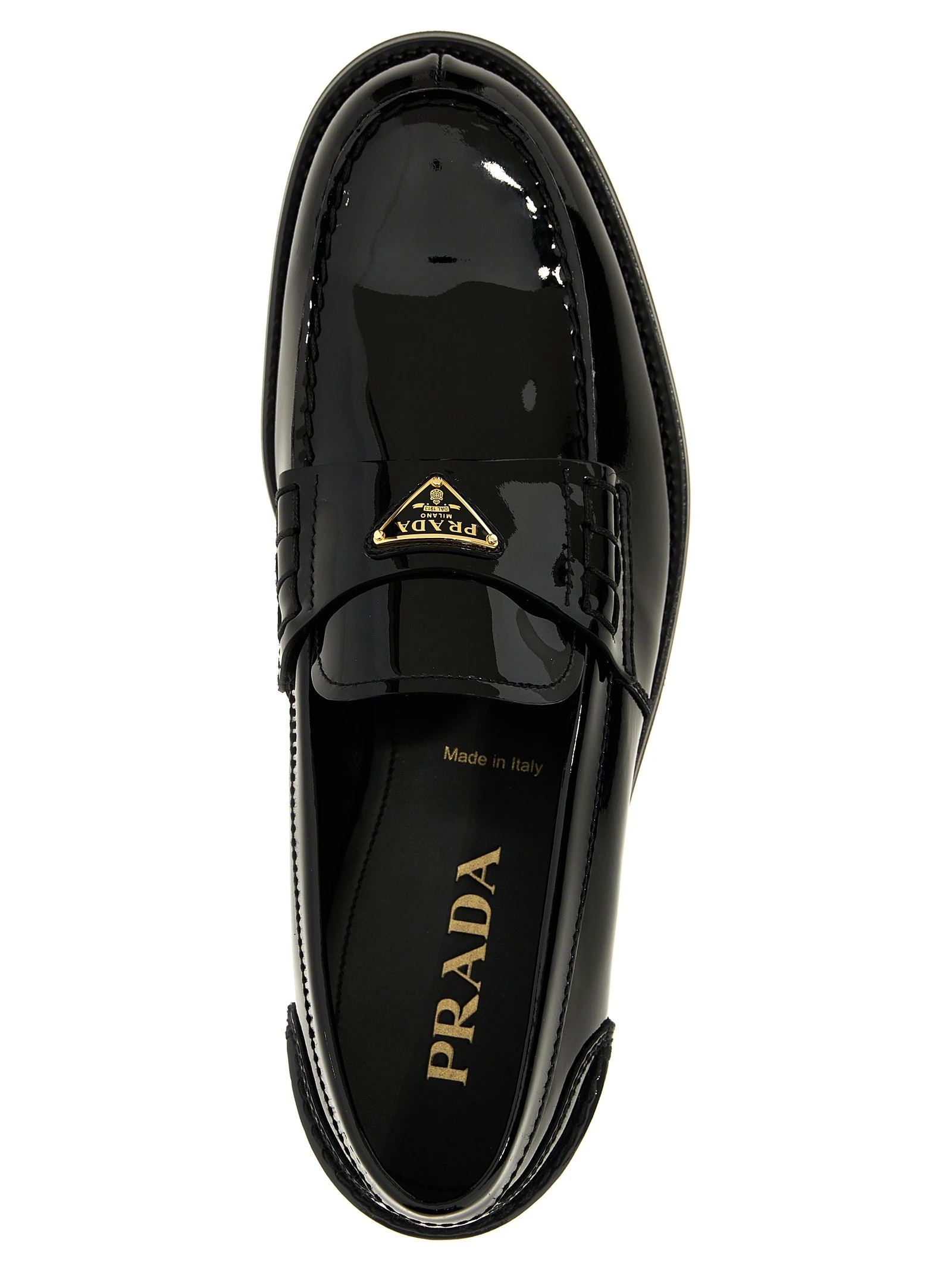 Logo patent leather loafer