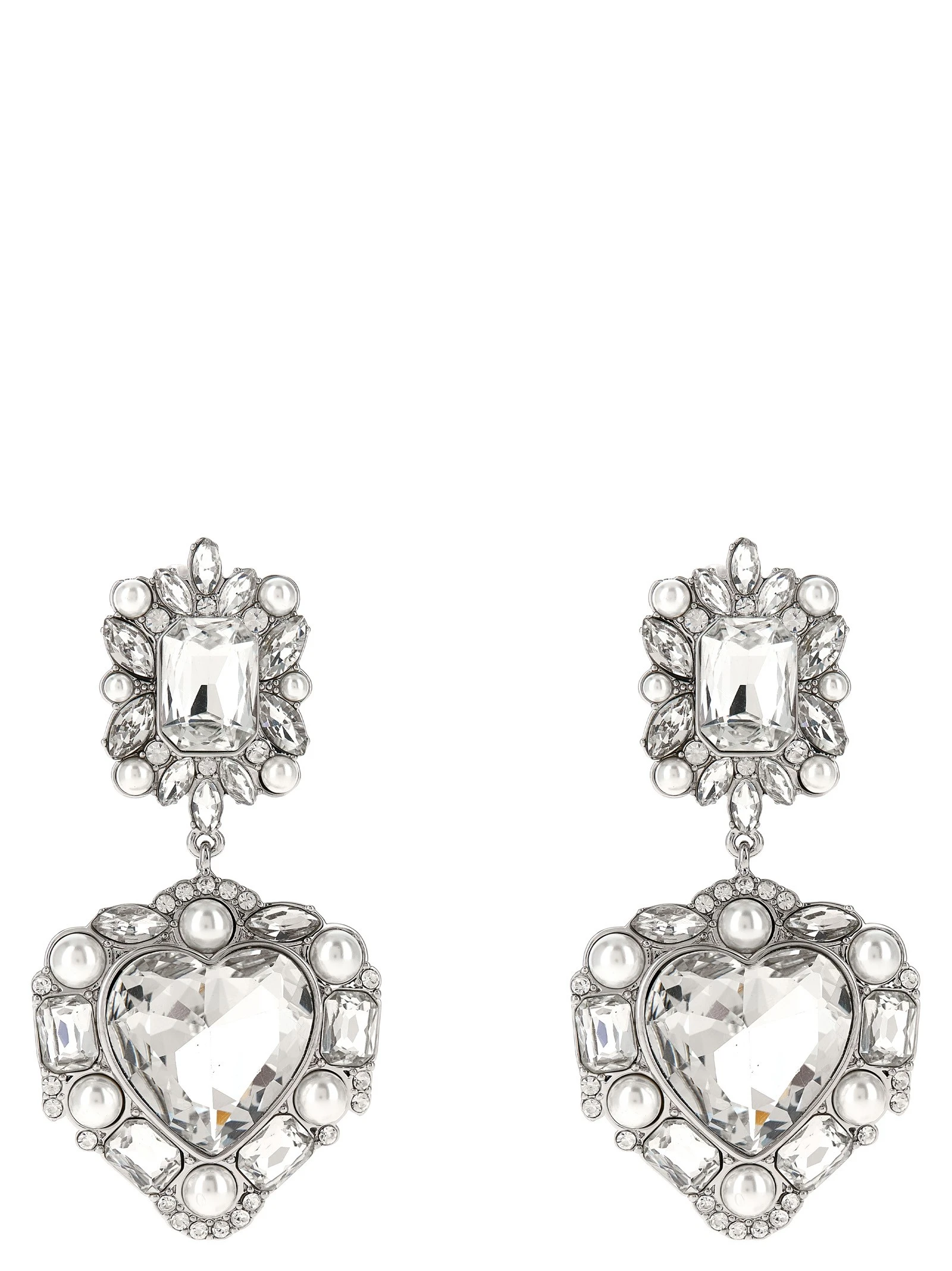 'Crystal Pearl Tiered Heart' earrings