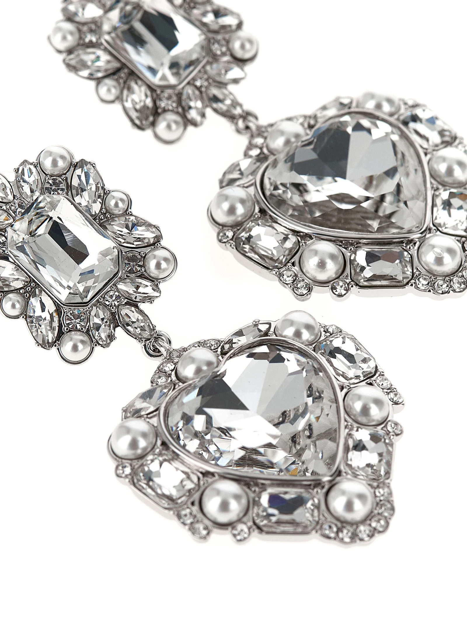 'Crystal Pearl Tiered Heart' earrings