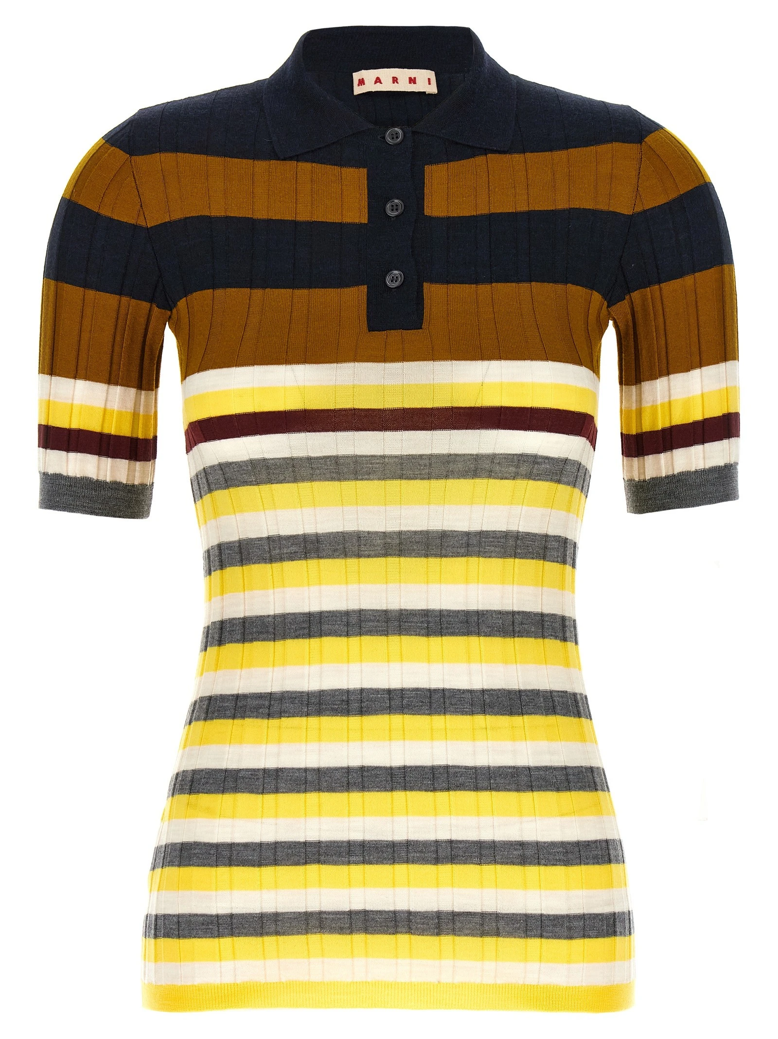 Ribbed wool polo shirt