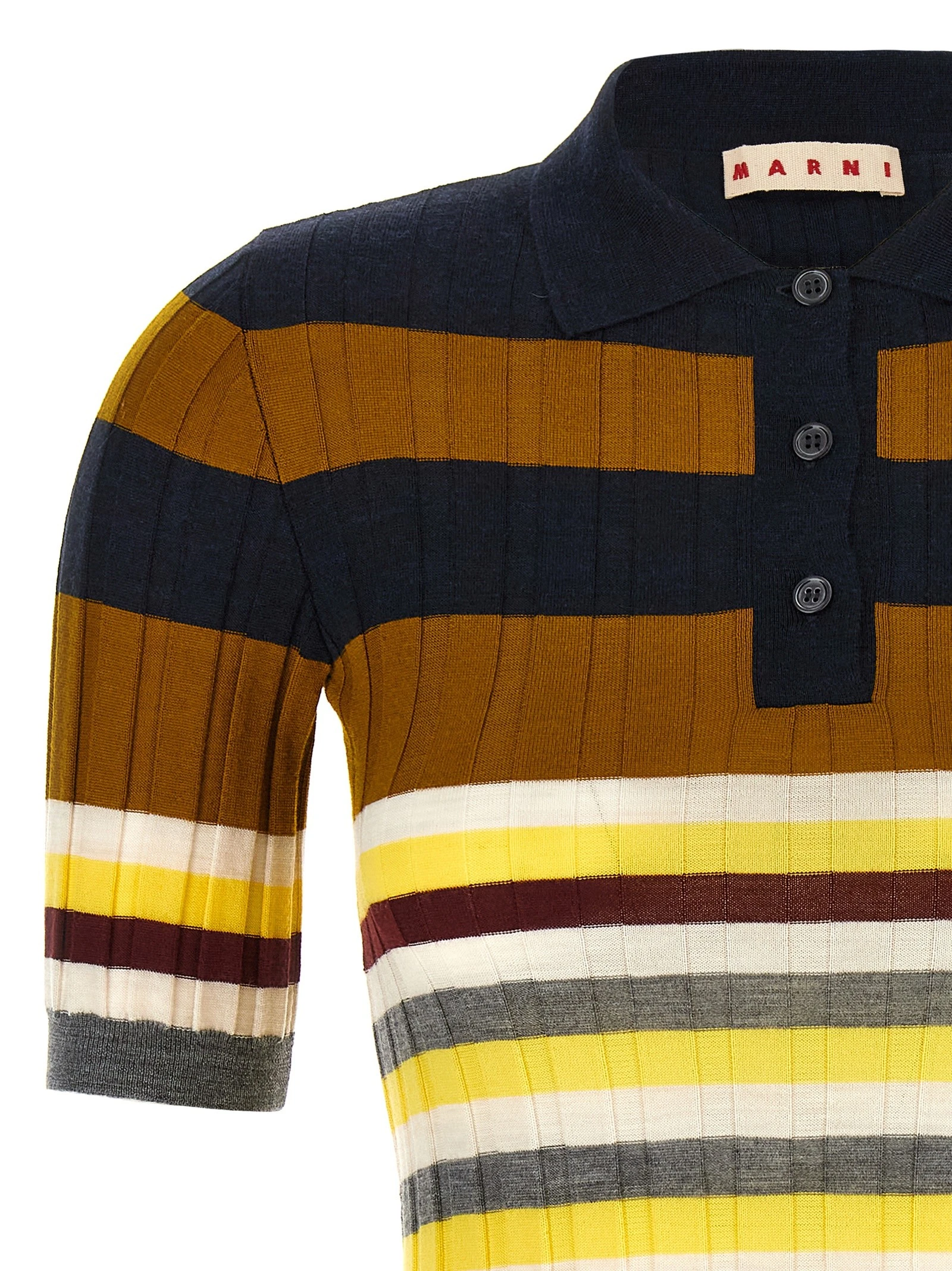 Ribbed wool polo shirt
