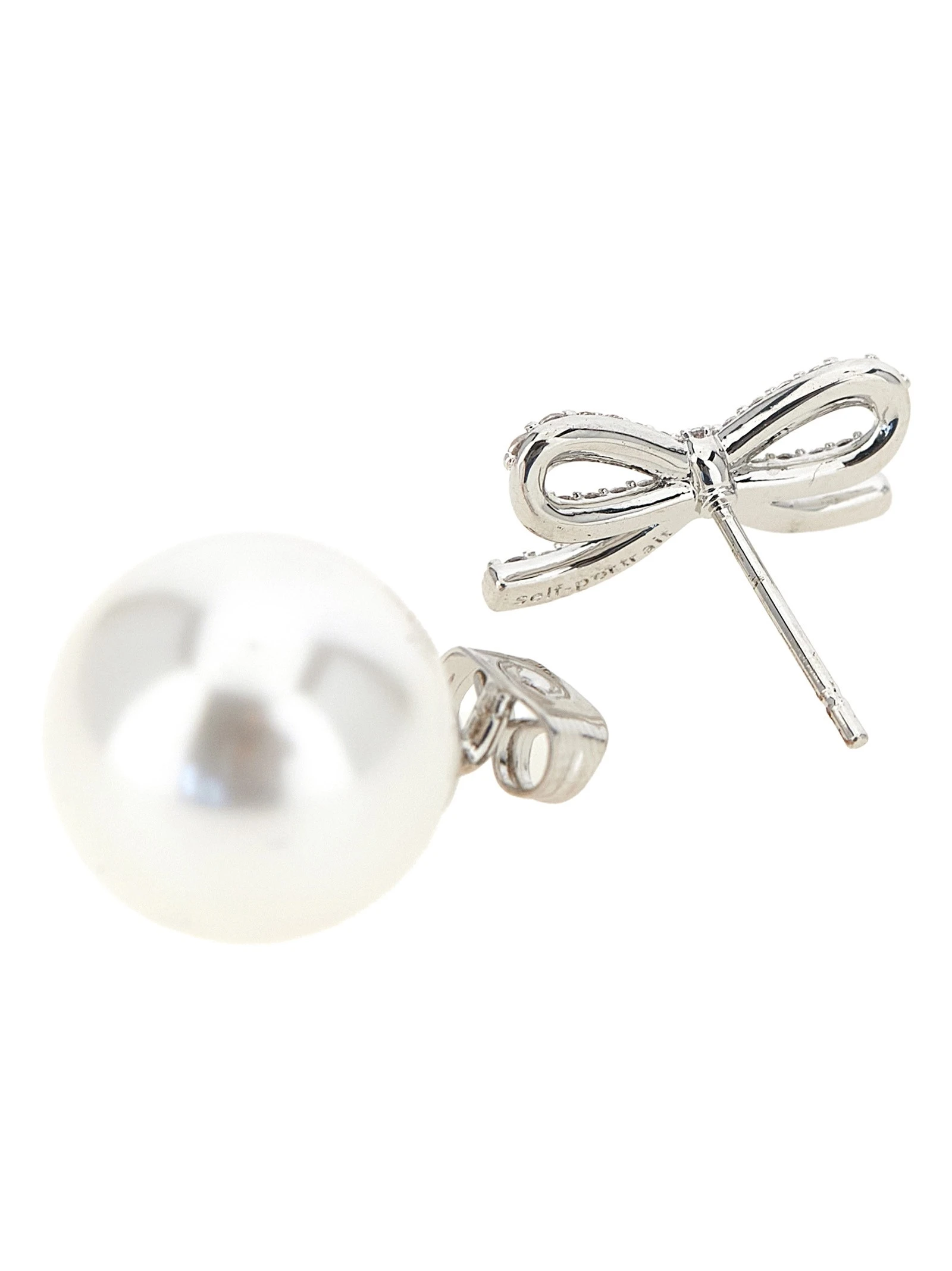 'Crystal Bow Pearl Back' earrings
