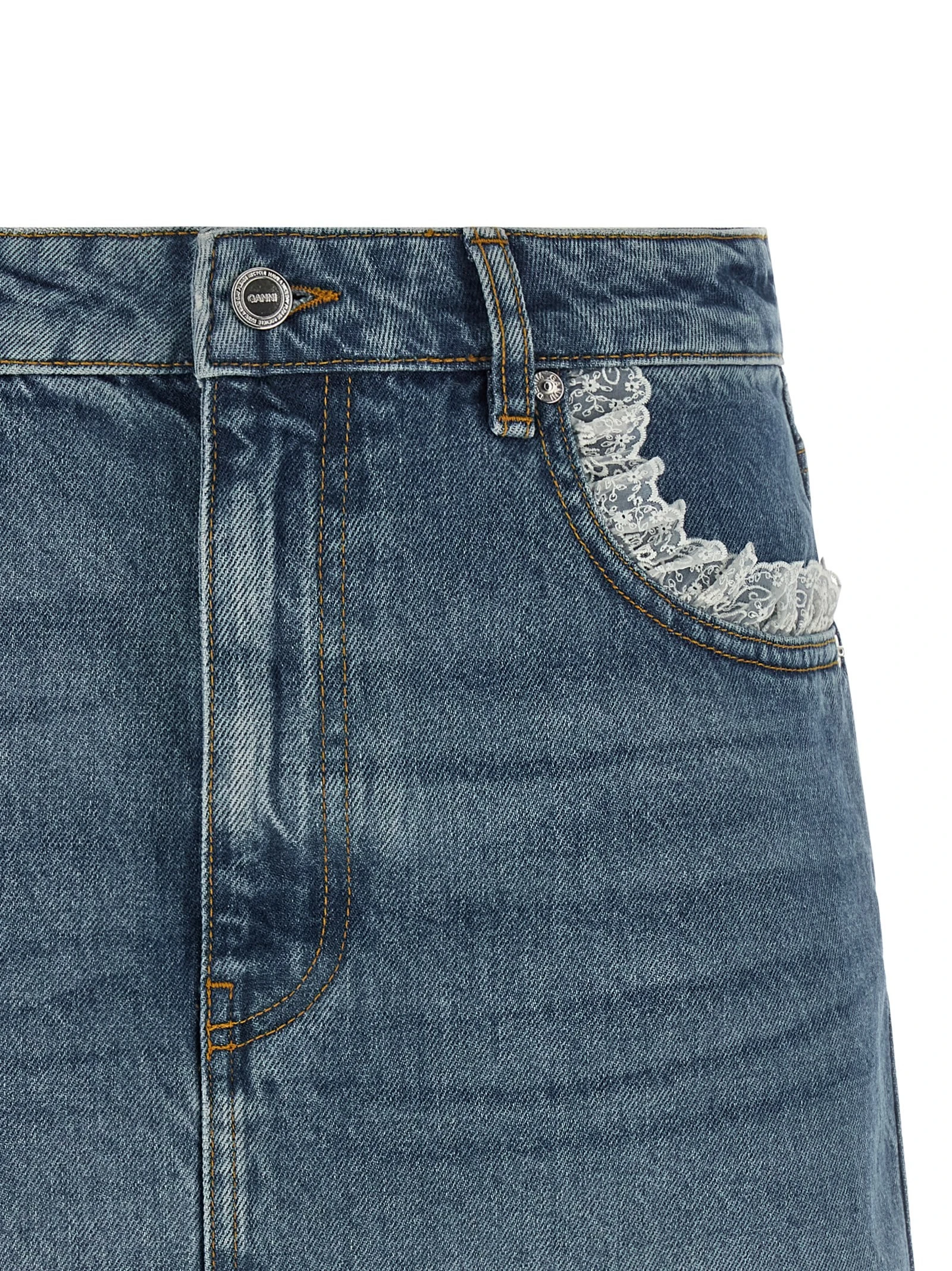Denim and lace skirt