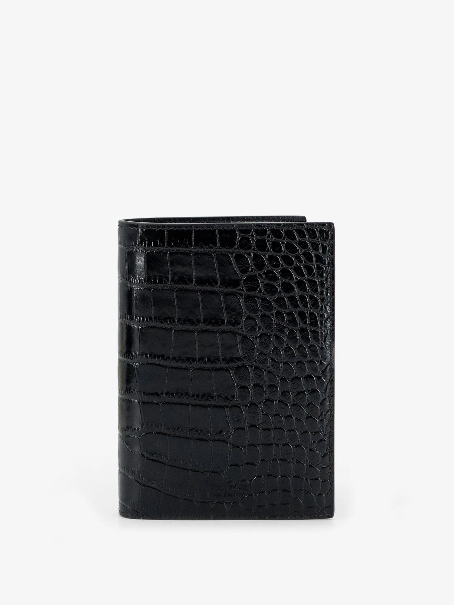Leather wallet with crocodile print