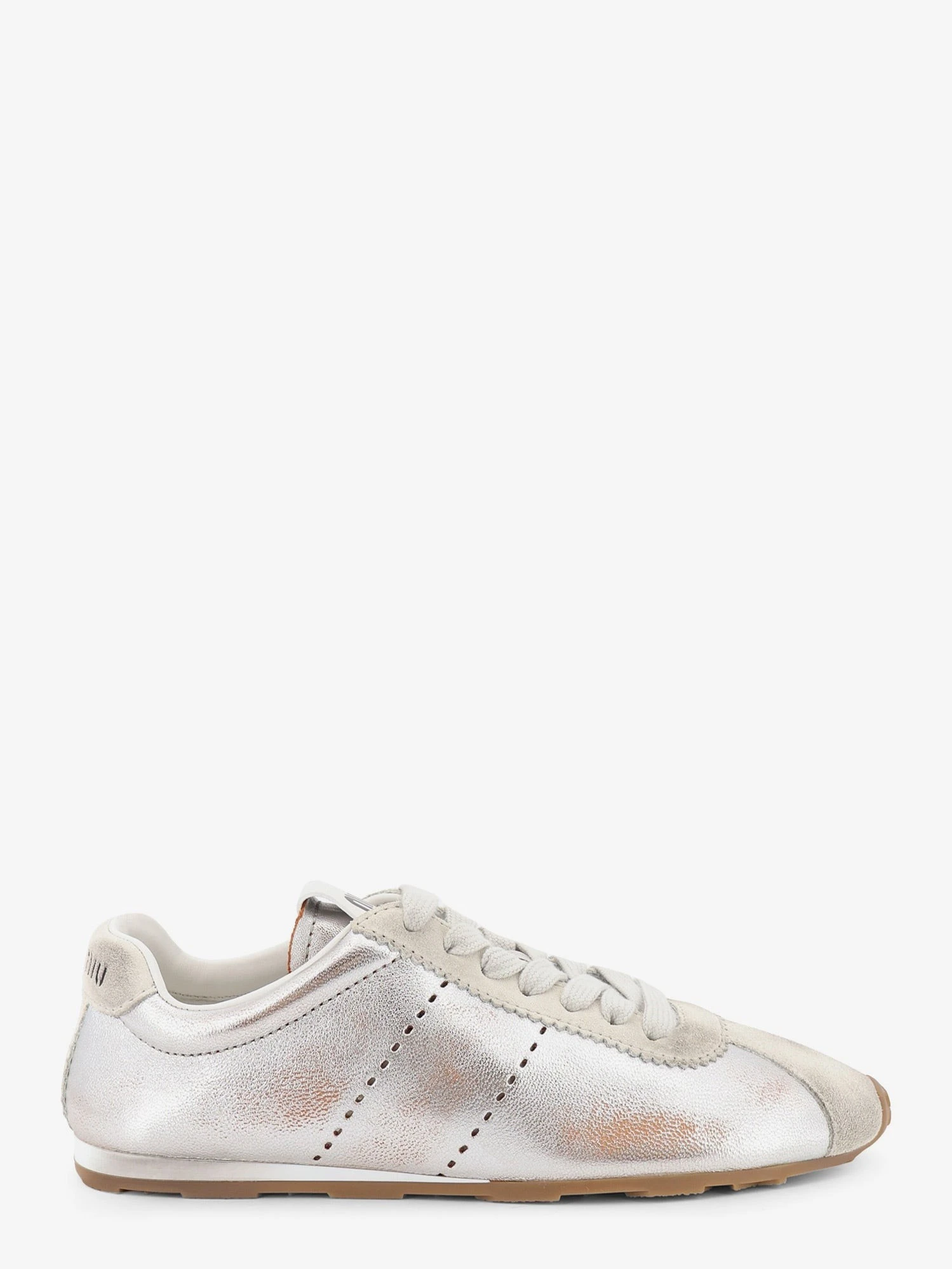 Plume vintage silver leather sneakers
