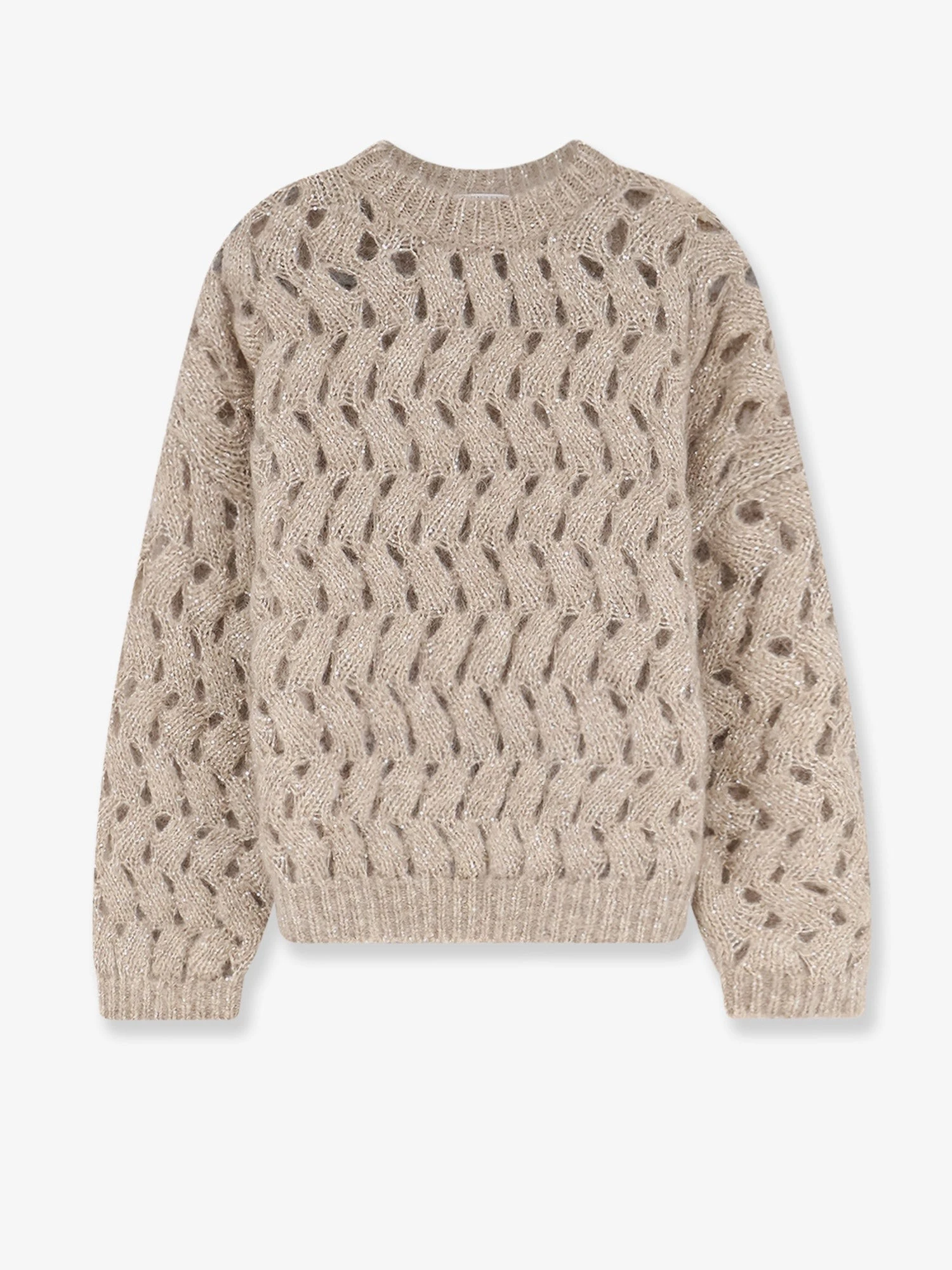 Perforated sweater with micro sequins