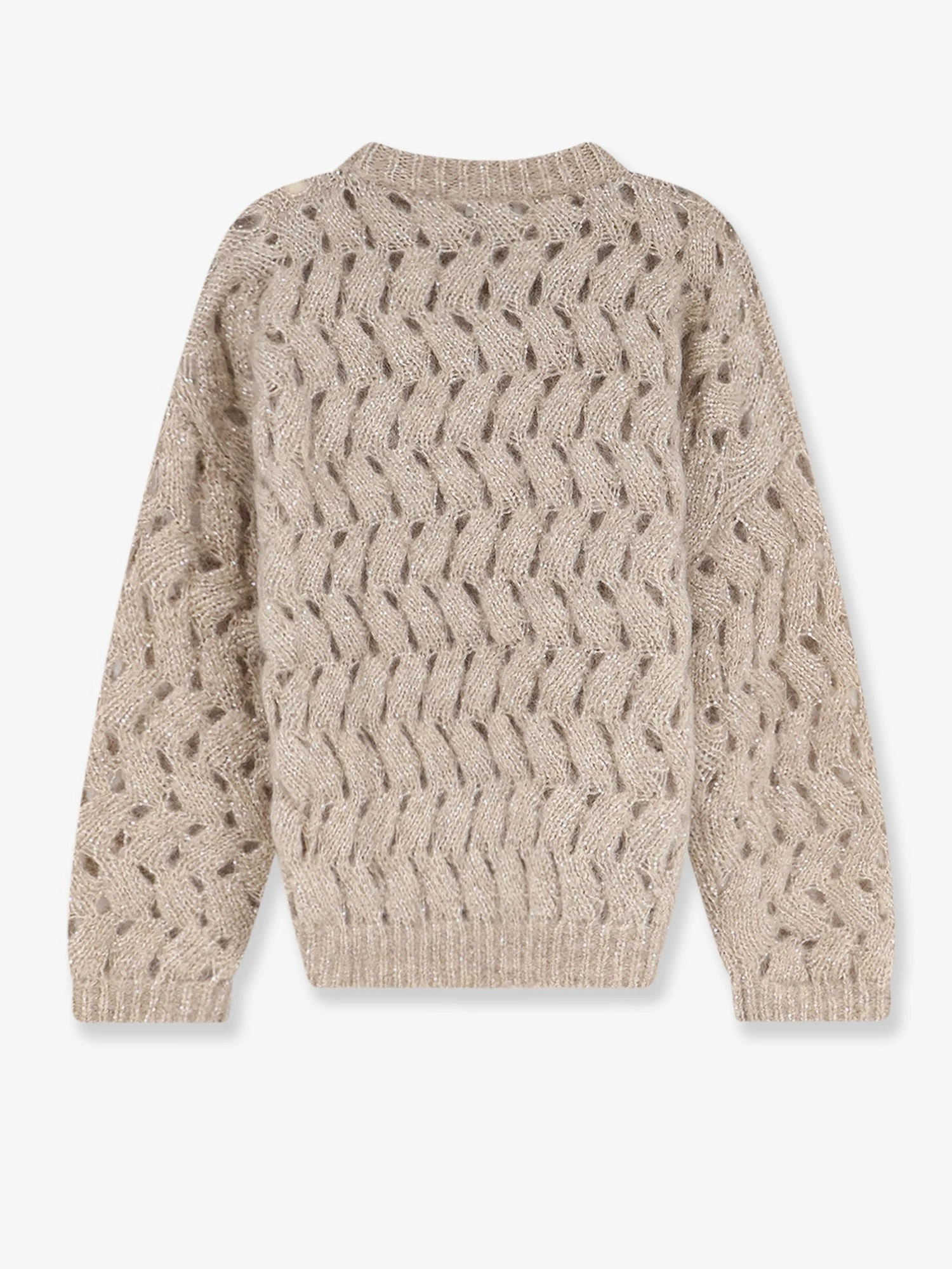Perforated sweater with micro sequins