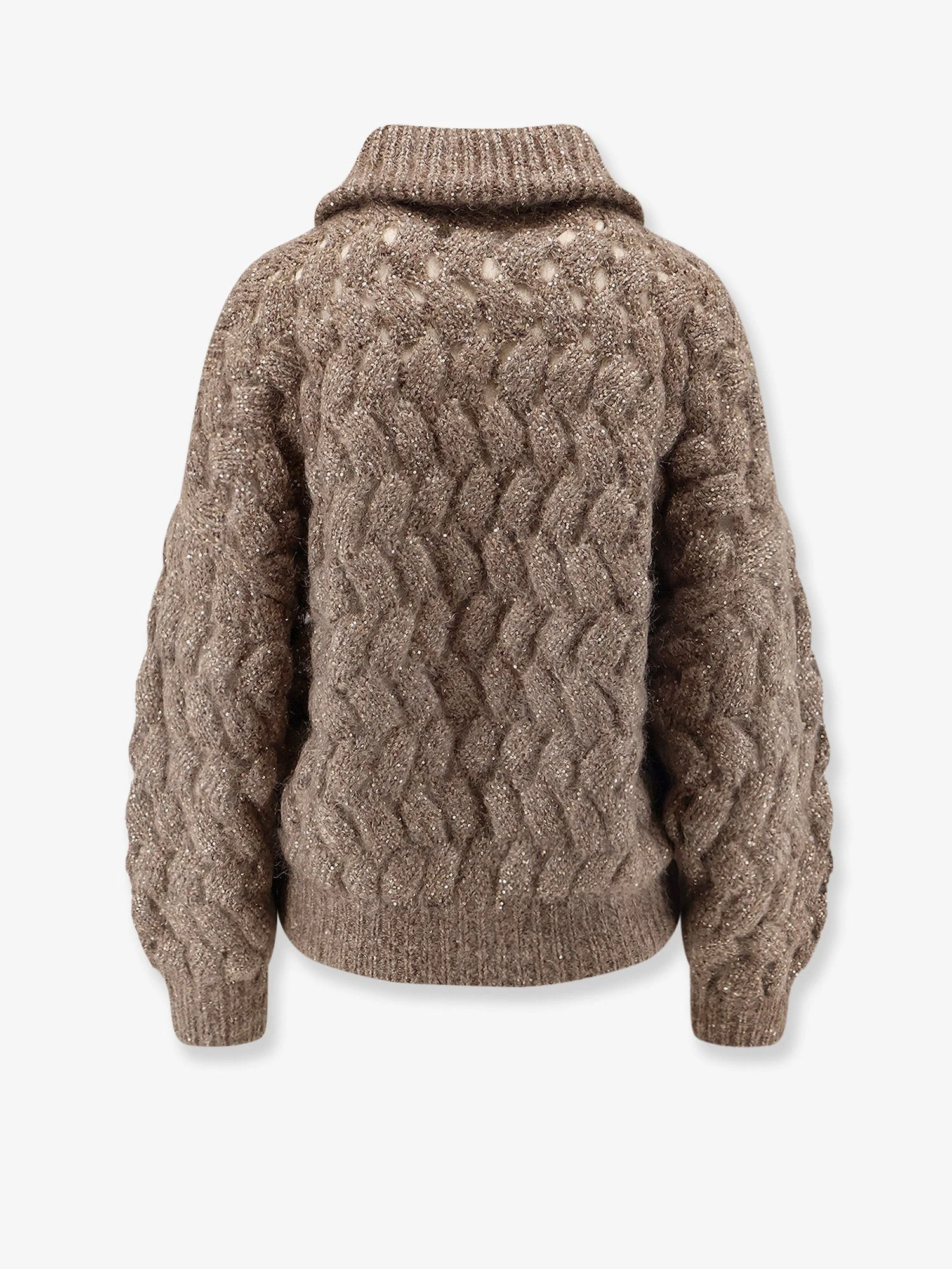 Perforated cardigan with micro-sequins